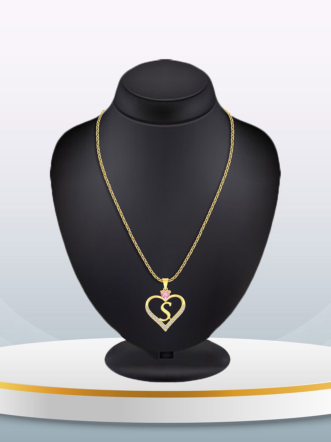 Heer Collection Gold-Plated Stainless Steel CZ Heart Shape S Alphabet Pendant With Chain
Heer Collection Gold-Plated Stainless Steel CZ Heart Shape S Alphabet Pendant With Chain
