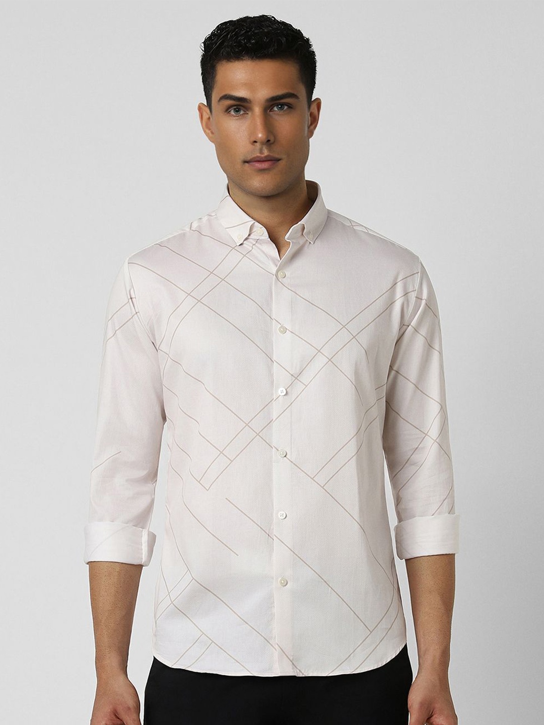 V Dot Men Button-Down Collar Geometric Printed Cotton Slim Fit Casual Shirt, White
V Dot Men Button-Down Collar Geometric Printed Cotton Slim Fit Casual Shirt, White