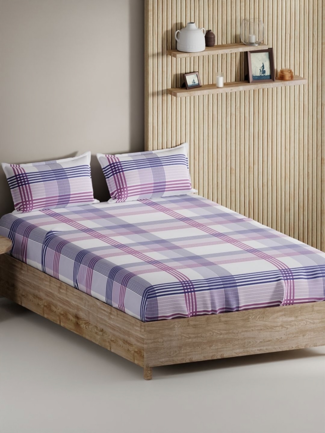 BIANCA Purple Geometric Pure Cotton144 TC King Bedsheet & 2 Pillow Covers 2.74 x 2.74 Mts
BIANCA Purple Geometric Pure Cotton144 TC King Bedsheet & 2 Pillow Covers 2.74 x 2.74 Mts