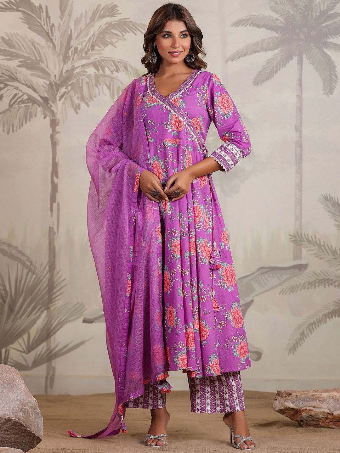 Meena Bazaar Floral Printed Angrakha Gotta Patti Kurta with Trousers & Dupatta, Purple
Meena Bazaar Floral Printed Angrakha Gotta Patti Kurta with Trousers & Dupatta, Purple