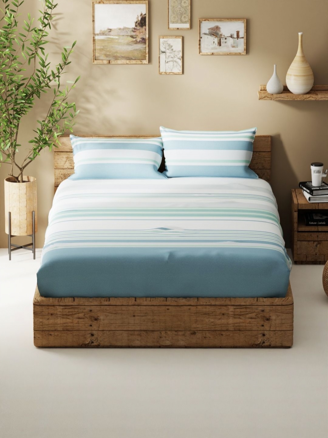 BIANCA Lacasita Blue Striped 120 TC Queen Bedsheet with 2 Pillow Covers 2.29 m X 2.54 m
BIANCA Lacasita Blue Striped 120 TC Queen Bedsheet with 2 Pillow Covers 2.29 m X 2.54 m