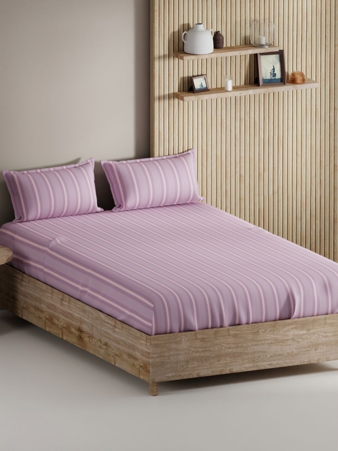 BIANCA Purple Striped Pure Cotton 144 TC King Bedsheet & 2 Pillow Covers 2.74 x 2.74 Mts
BIANCA Purple Striped Pure Cotton 144 TC King Bedsheet & 2 Pillow Covers 2.74 x 2.74 Mts