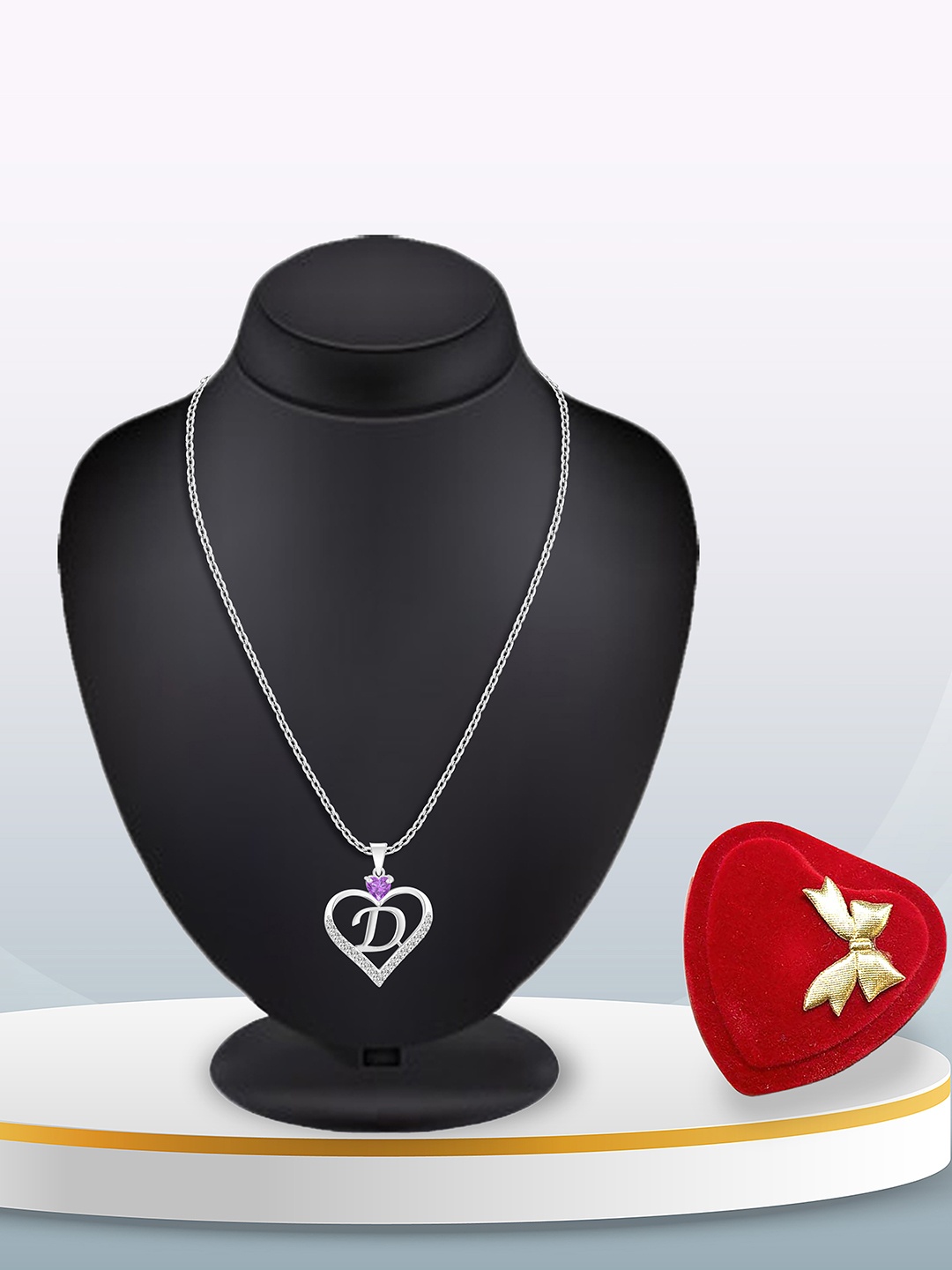 Heer Collection Silver-Plated Stainless Steel CZ Alphabet D Heart Shaped Pendant & Chain
Heer Collection Silver-Plated Stainless Steel CZ Alphabet D Heart Shaped Pendant & Chain