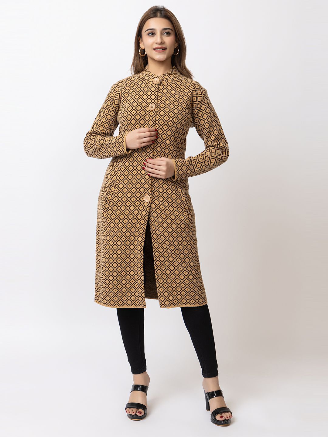 TWENTY ME Women Embroidered Self Design Round Neck Cardigan Sweater, Camel brown
TWENTY ME Women Embroidered Self Design Round Neck Cardigan Sweater, Camel brown