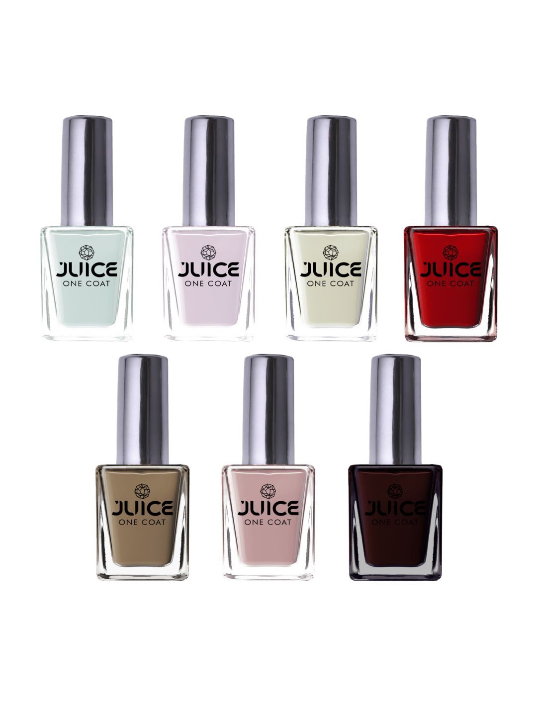 JUICE Set Of 7 One Coat Long-Wearing & Quick Dry Glossy Nail Polish - 11ml Each, Multi
JUICE Set Of 7 One Coat Long-Wearing & Quick Dry Glossy Nail Polish - 11ml Each, Multi