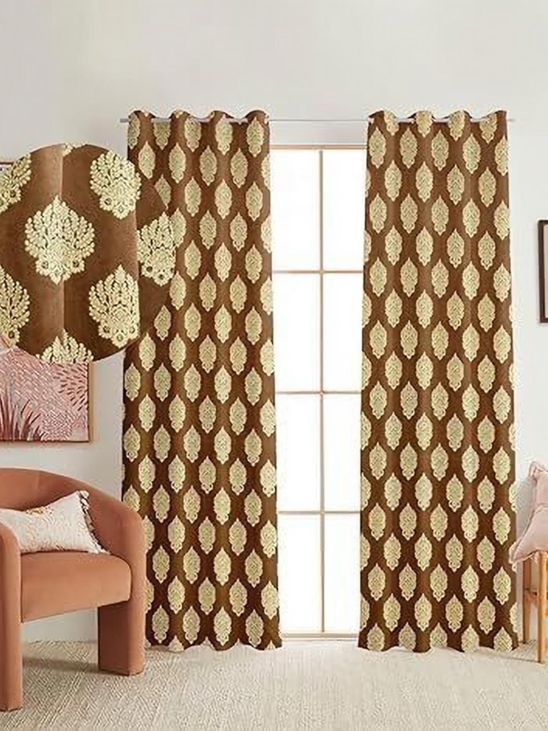 Banchmark Home Furnishings Brown & Beige Set of 2 Ethnic Motifs Black Out Window Curtain
Banchmark Home Furnishings Brown & Beige Set of 2 Ethnic Motifs Black Out Window Curtain
