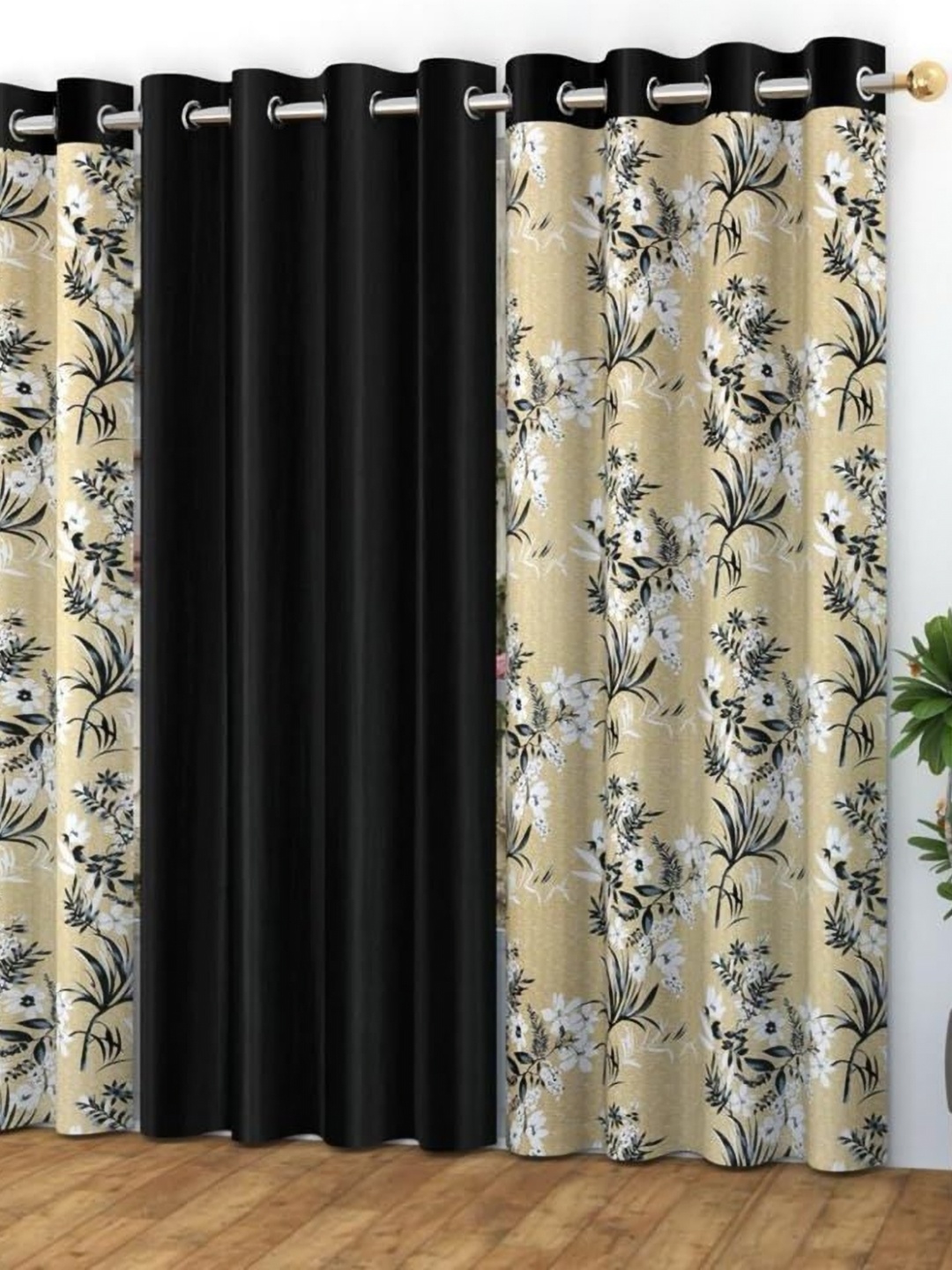 Banchmark Home Furnishings Black & White Set of 3 Floral Black Out Long Door Curtain
Banchmark Home Furnishings Black & White Set of 3 Floral Black Out Long Door Curtain