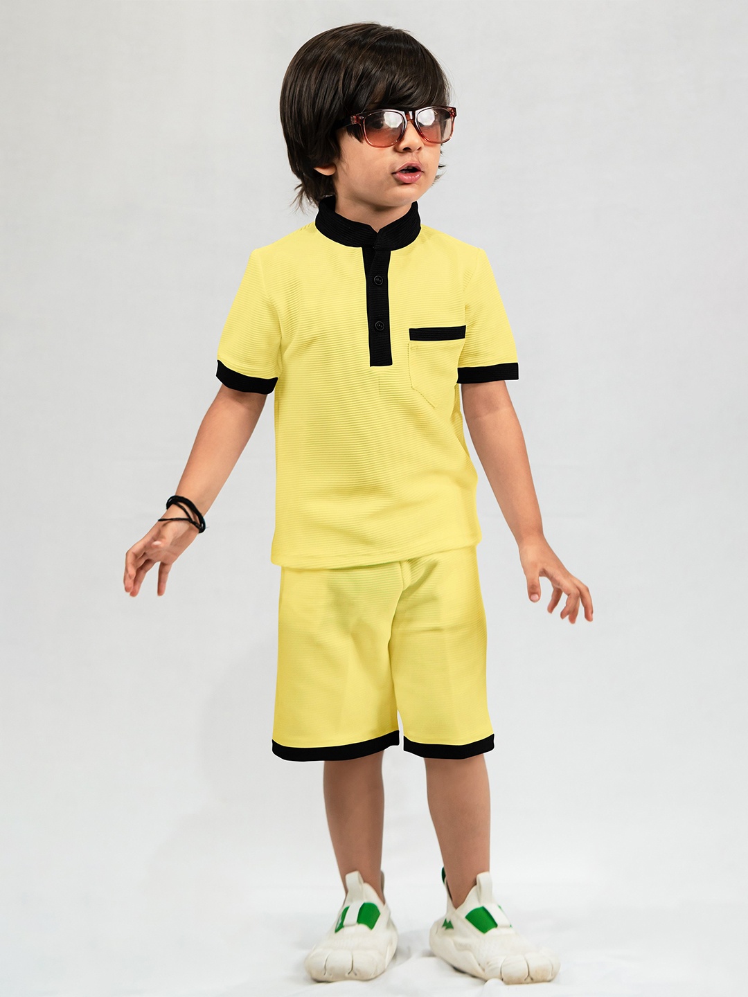Emblica Unisex Kids Colourblocked Mandarin Collar Casual T-shirt With Shorts, Yellow
Emblica Unisex Kids Colourblocked Mandarin Collar Casual T-shirt With Shorts, Yellow