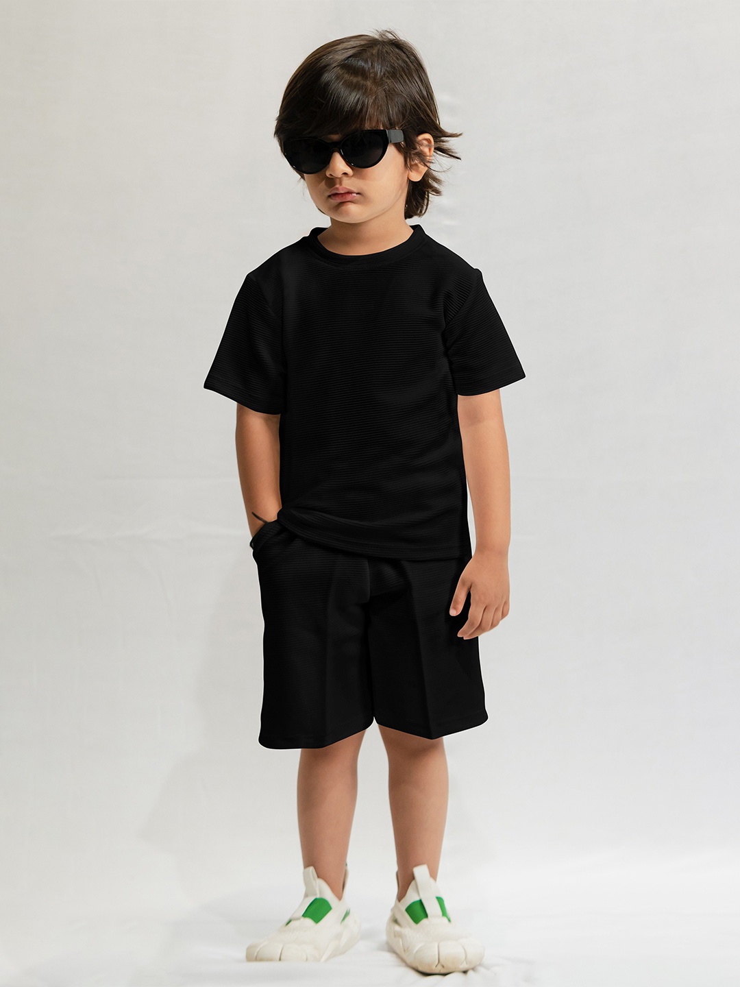 Emblica Unisex Kids Striped Round Neck Short Sleeves Casual T-shirt With Shorts, Black
Emblica Unisex Kids Striped Round Neck Short Sleeves Casual T-shirt With Shorts, Black