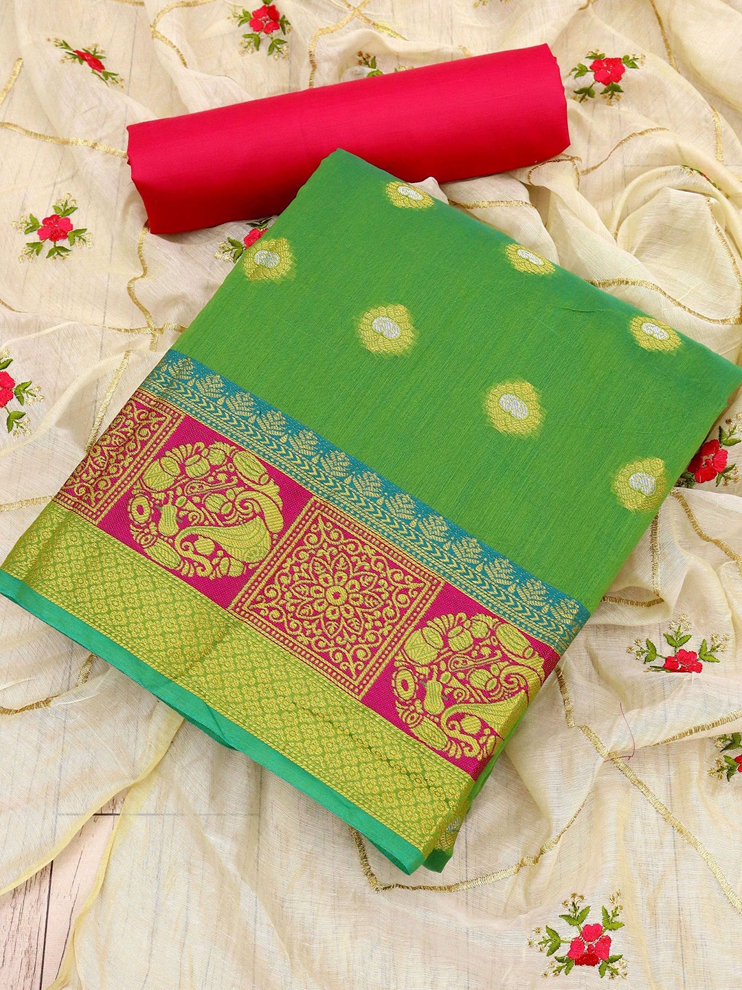 LADY SHOPI Ethnic Motifs Woven Design Pure Silk Jacquard Unstitched Dress Material, Green
LADY SHOPI Ethnic Motifs Woven Design Pure Silk Jacquard Unstitched Dress Material, Green