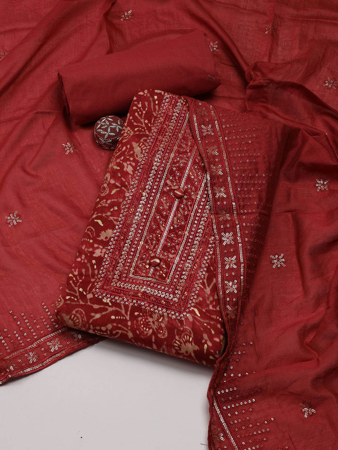 Meena Bazaar Floral Printed Sequinned Detail Unstitched Dress Material, Maroon
Meena Bazaar Floral Printed Sequinned Detail Unstitched Dress Material, Maroon