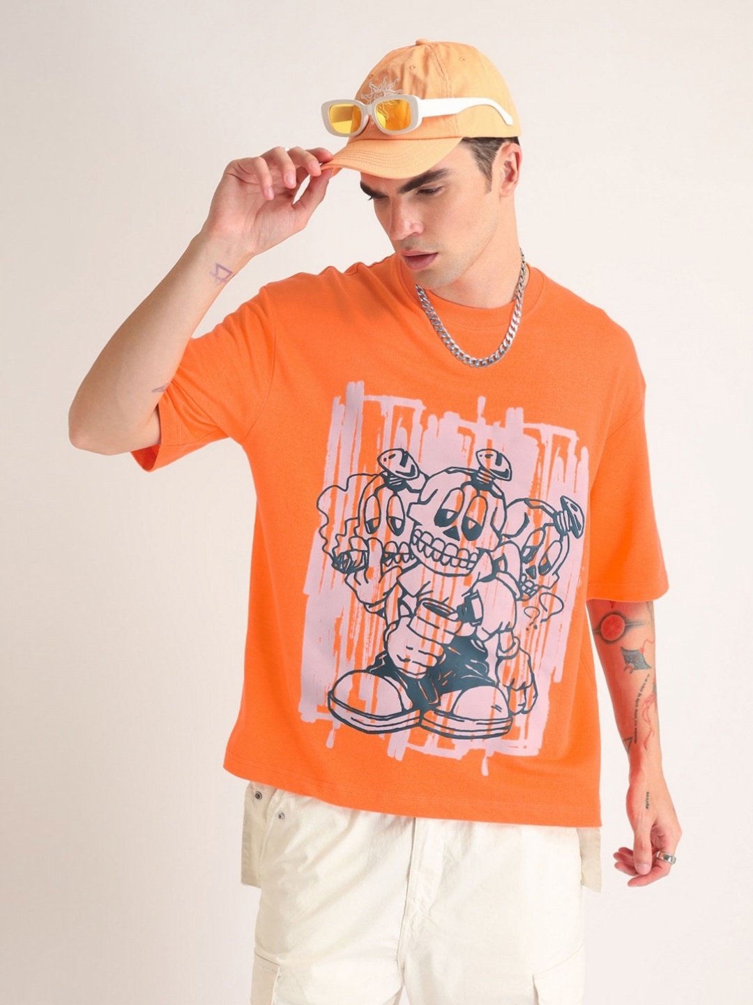 Weezy Men Cotton Round Neck Half Sleeve Graphic Puff Printed Oversized T-shirt, Orange
Weezy Men Cotton Round Neck Half Sleeve Graphic Puff Printed Oversized T-shirt, Orange