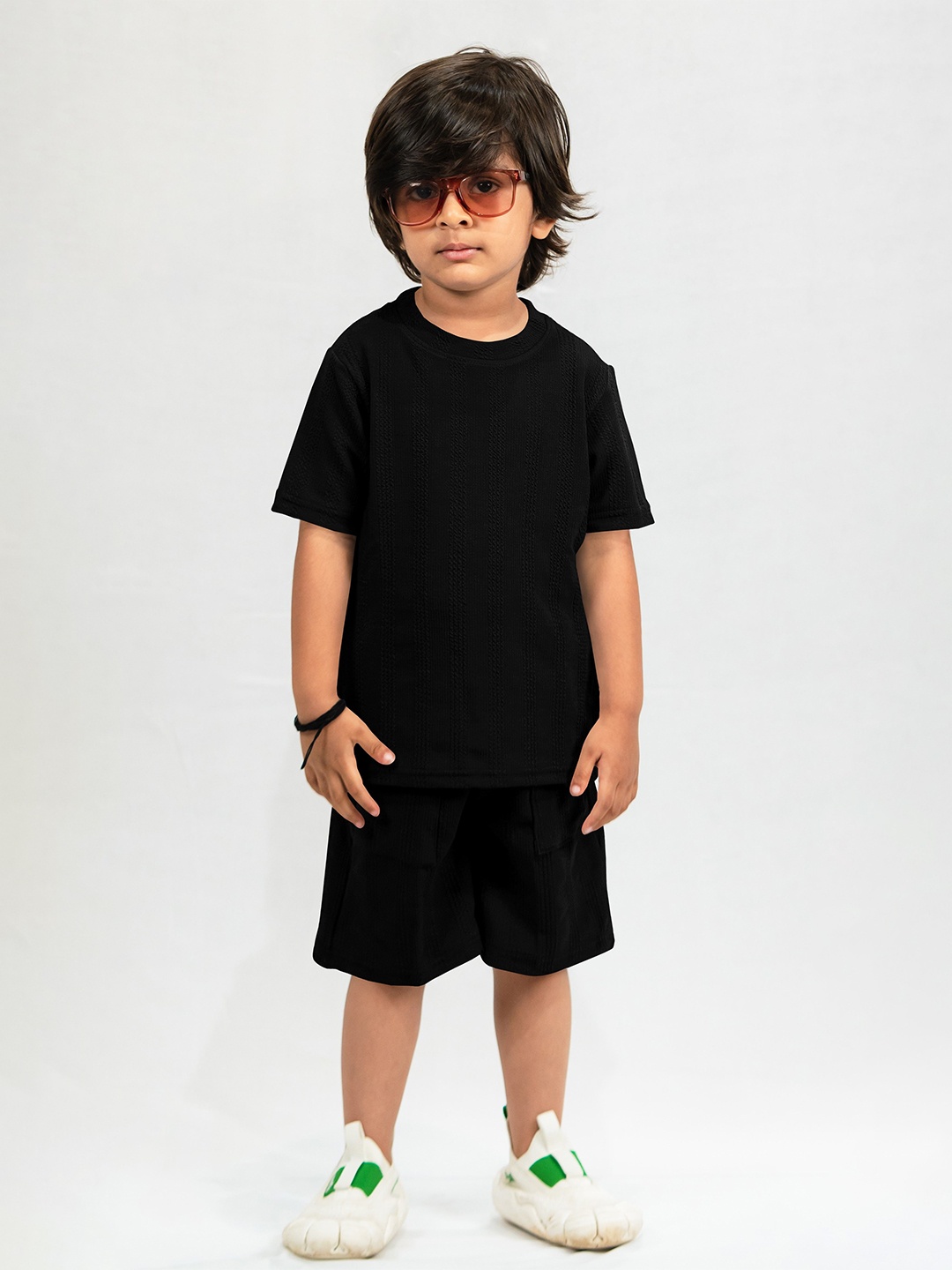 Emblica Unisex Kids Self Design Round Neck Short Sleeves Casual T-shirt With Shorts, Black
Emblica Unisex Kids Self Design Round Neck Short Sleeves Casual T-shirt With Shorts, Black