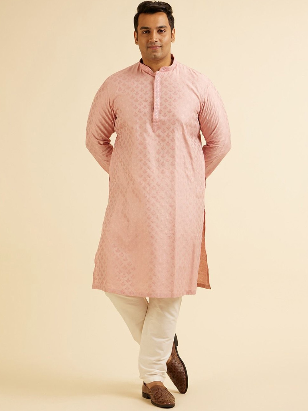 Manyavar Plus Size Floral Woven Design Zari Work Straight Kurta With Pyjama, Pink
Manyavar Plus Size Floral Woven Design Zari Work Straight Kurta With Pyjama, Pink