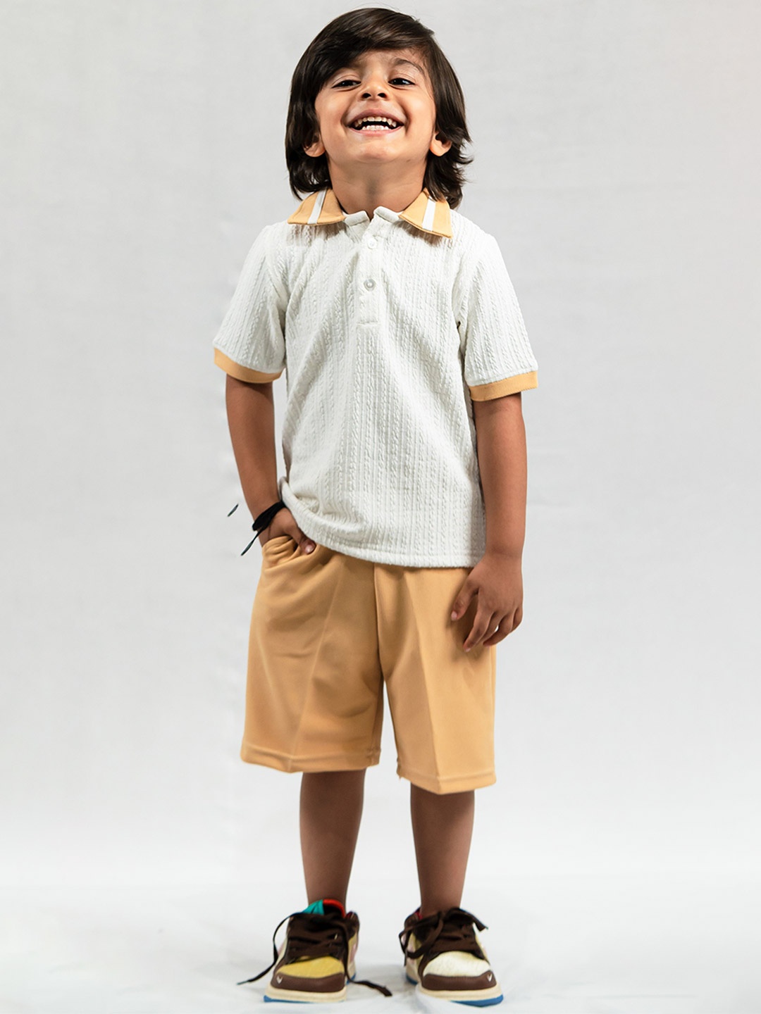 Emblica Unisex Kids Self Design Polo Collar Short Sleeves Casual T-shirt With Shorts, White
Emblica Unisex Kids Self Design Polo Collar Short Sleeves Casual T-shirt With Shorts, White