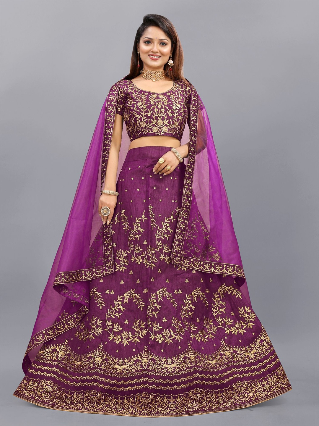 Aika Embroidered Thread Work Semi-Stitched Lehenga & Unstitched Blouse With Dupatta, Purple
Aika Embroidered Thread Work Semi-Stitched Lehenga & Unstitched Blouse With Dupatta, Purple