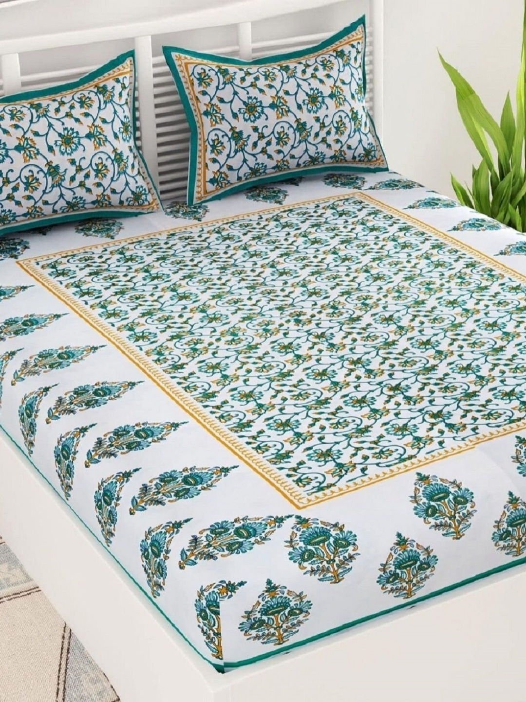 AYAT COLLECTION Green Floral Printed Pure Cotton 144 TC Queen Bedsheet & 2 Pillow Covers
AYAT COLLECTION Green Floral Printed Pure Cotton 144 TC Queen Bedsheet & 2 Pillow Covers