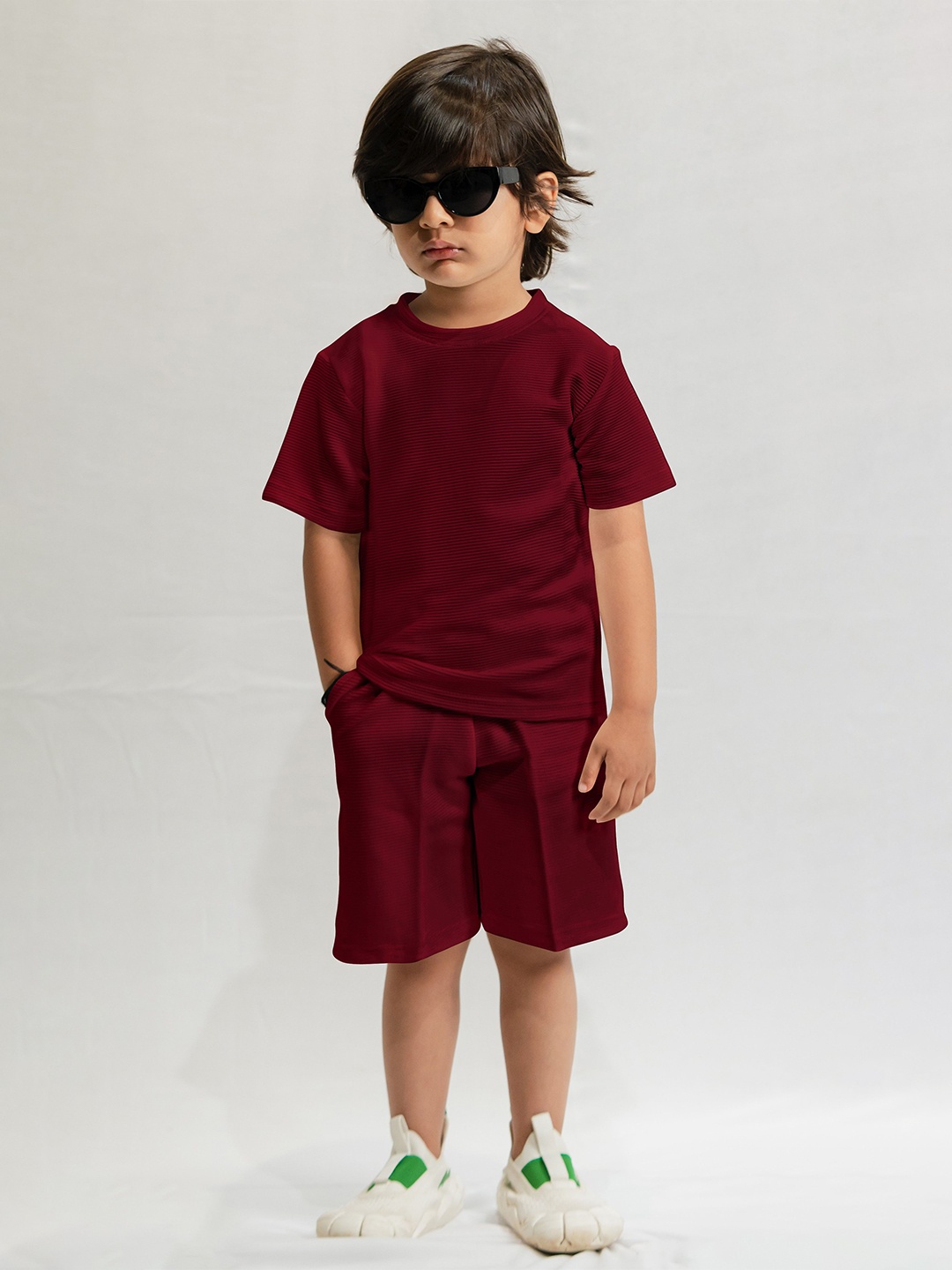 Emblica Unisex Kids Striped Round Neck Short Sleeves Casual T-shirt With Shorts, Burgundy
Emblica Unisex Kids Striped Round Neck Short Sleeves Casual T-shirt With Shorts, Burgundy