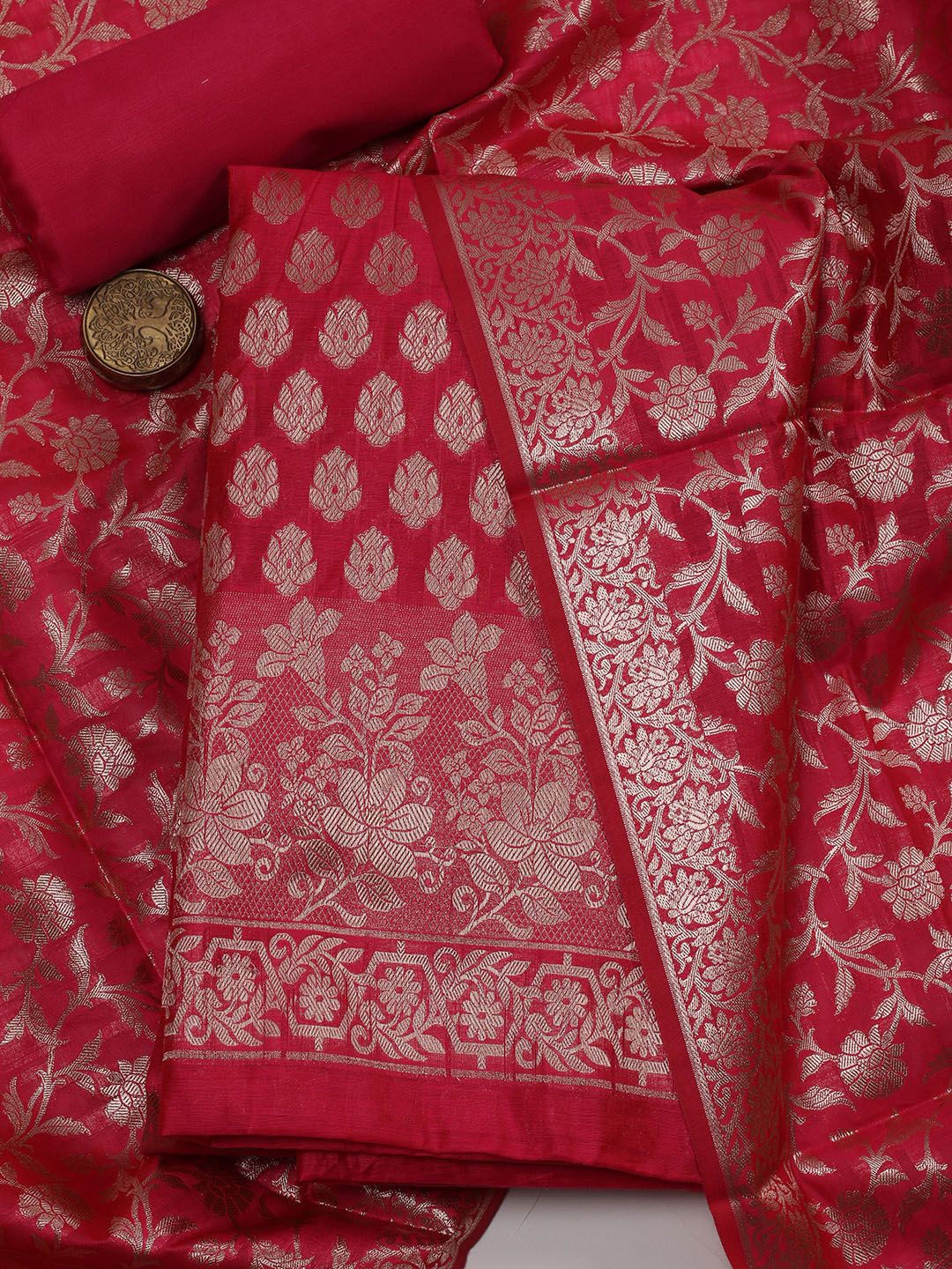 Meena Bazaar Floral Woven Design Zari Detail Art Silk Unstitched Dress Material, Pink
Meena Bazaar Floral Woven Design Zari Detail Art Silk Unstitched Dress Material, Pink