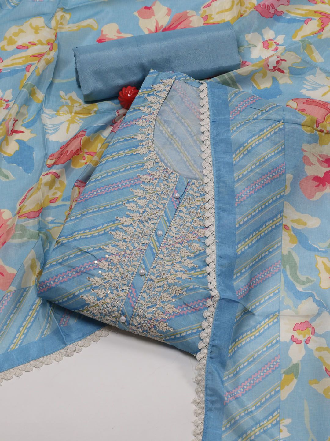 Meena Bazaar Ethnic Motifs Embroidered Sequinned Art Silk Unstitched Dress Material, Blue
Meena Bazaar Ethnic Motifs Embroidered Sequinned Art Silk Unstitched Dress Material, Blue
