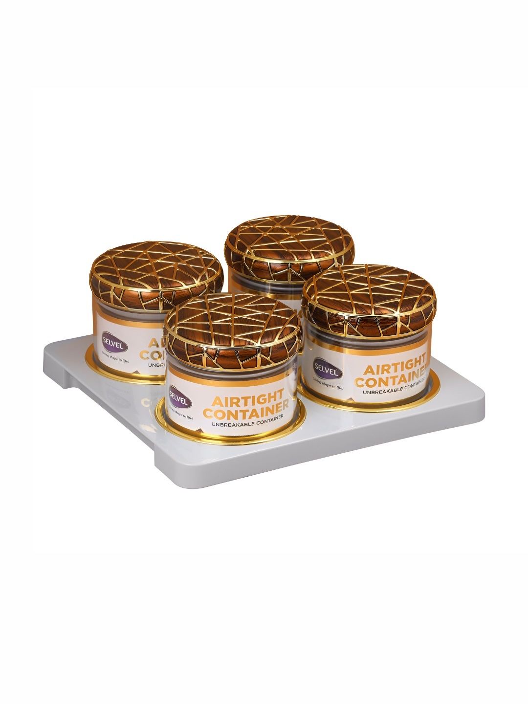 SELVEL Brown and GoldToned 4 Pieces Printed Dishwasher Safe Canister Containers, Maroon
SELVEL Brown and GoldToned 4 Pieces Printed Dishwasher Safe Canister Containers, Maroon