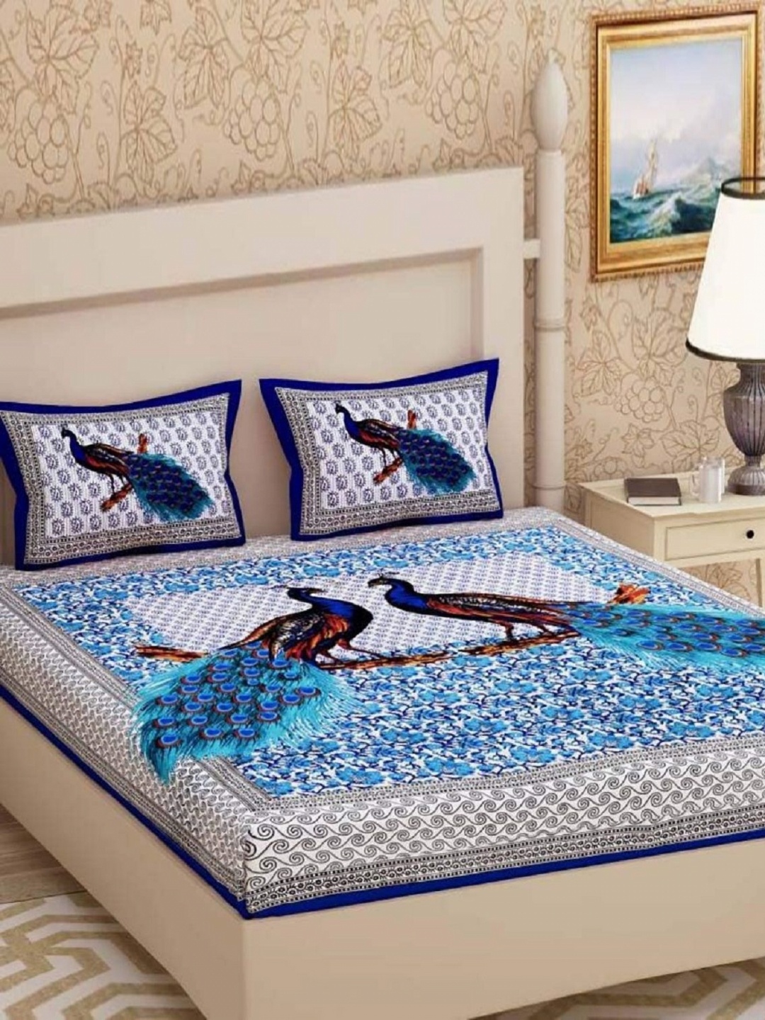 AYAT COLLECTION Blue Ethnic Motifs Pure Cotton 144 TC Queen Bedsheet & 2 Pillow Covers
AYAT COLLECTION Blue Ethnic Motifs Pure Cotton 144 TC Queen Bedsheet & 2 Pillow Covers