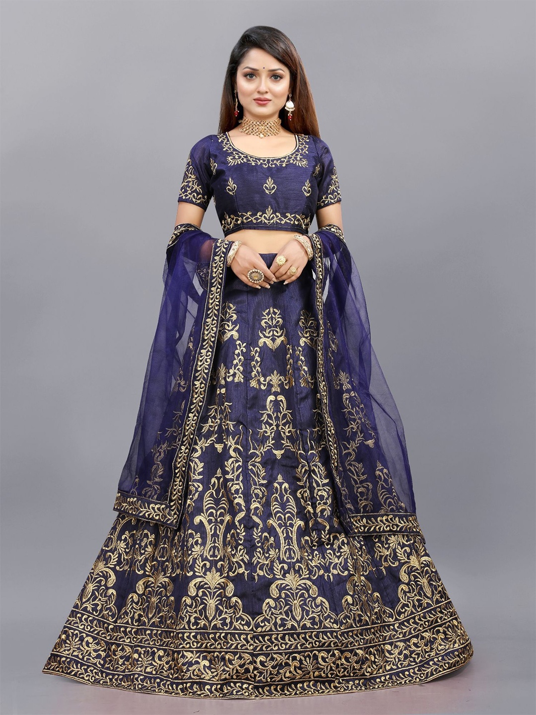 Aika Embroidered Thread Work Semi-Stitched Lehenga & Unstitched Blouse With Dupatta, Blue
Aika Embroidered Thread Work Semi-Stitched Lehenga & Unstitched Blouse With Dupatta, Blue