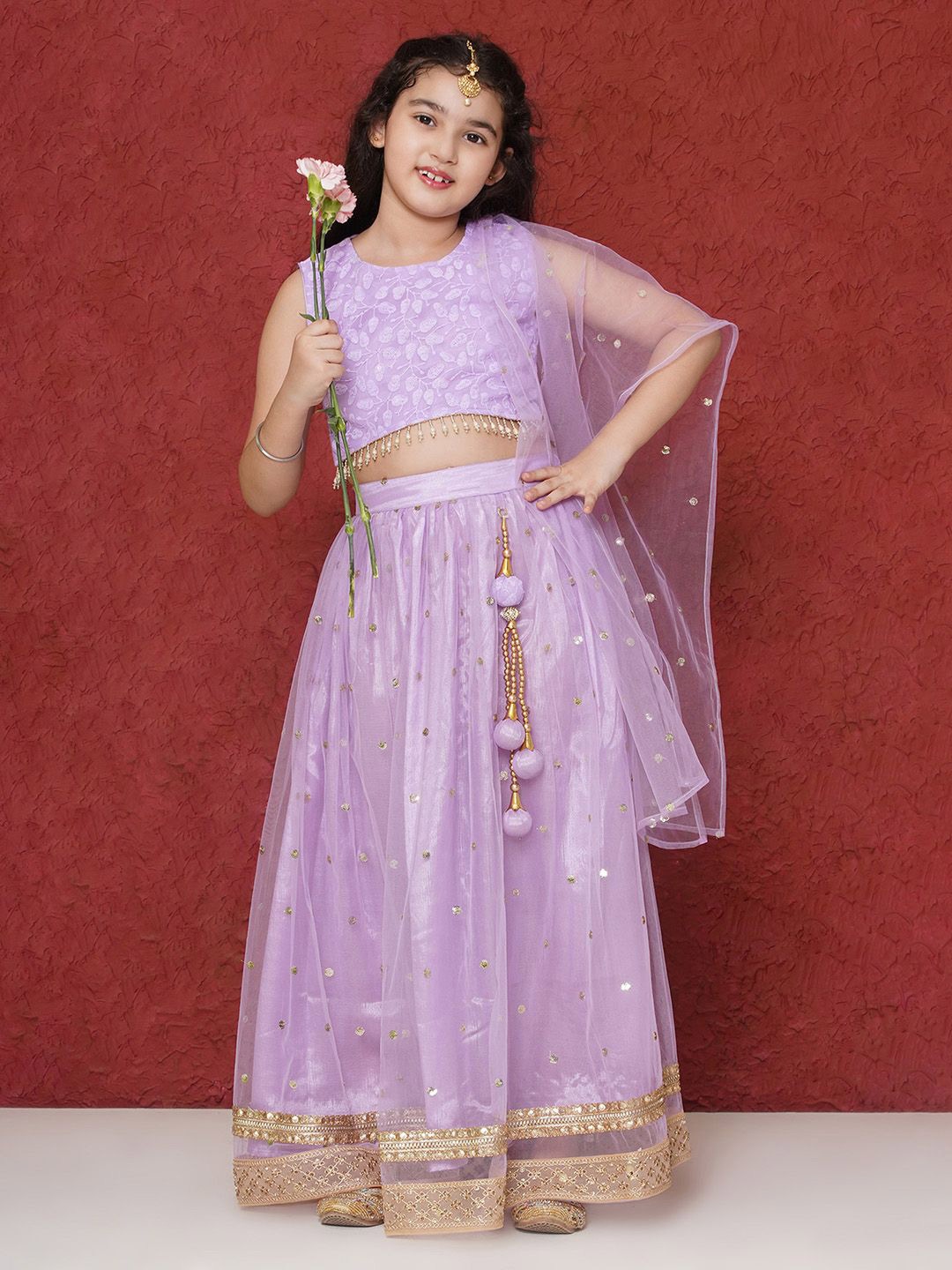 Aj DEZInES Girls Embroidered Thread Work Ready to Wear Lehenga & Blouse With Dupatta, Lavender
Aj DEZInES Girls Embroidered Thread Work Ready to Wear Lehenga & Blouse With Dupatta, Lavender