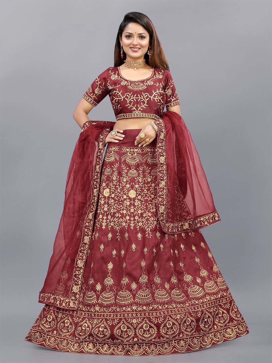 Aika Embroidered Thread Work Semi-Stitched Lehenga & Unstitched Blouse With Dupatta, Maroon
Aika Embroidered Thread Work Semi-Stitched Lehenga & Unstitched Blouse With Dupatta, Maroon