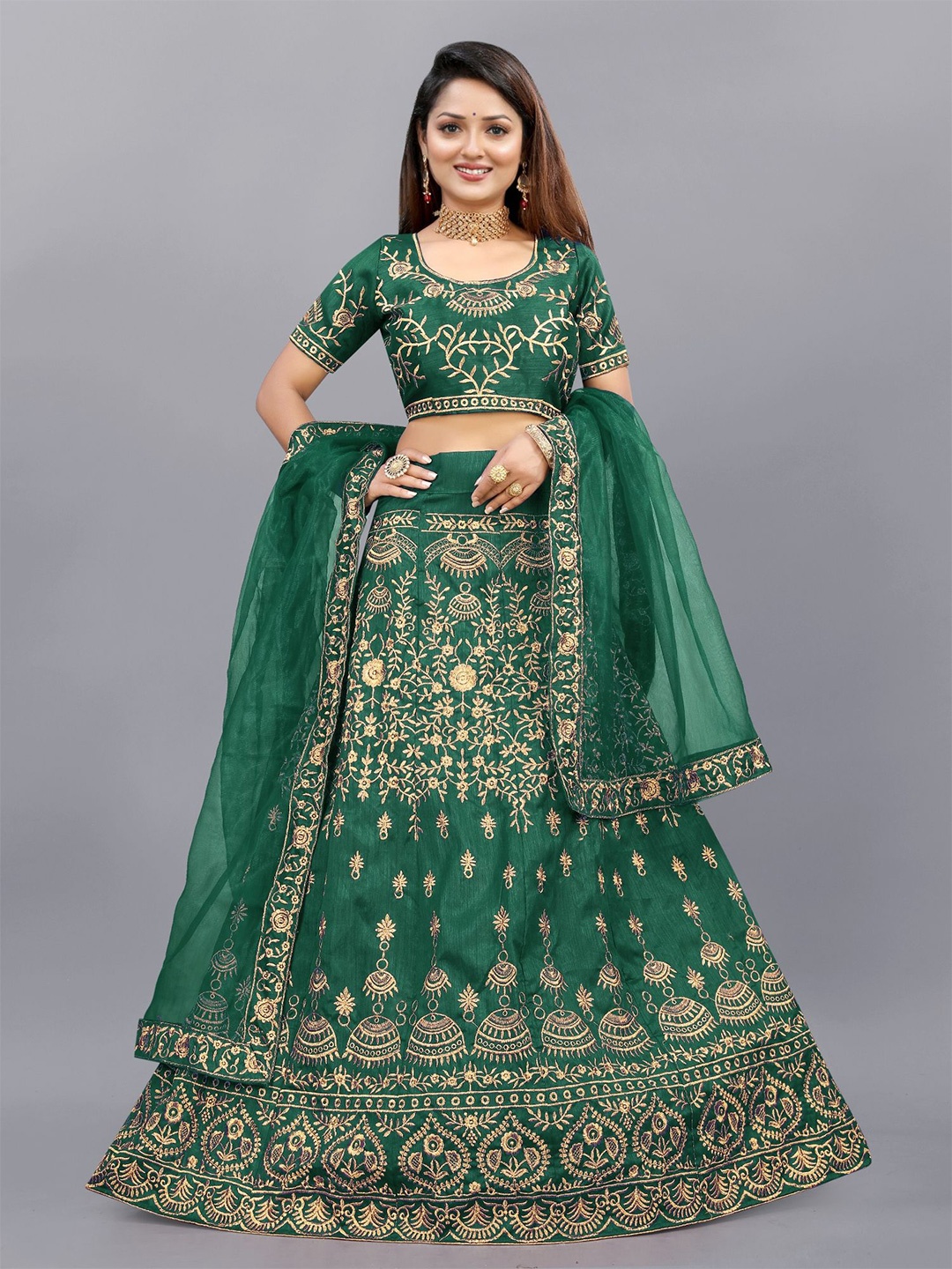 Aika Embroidered Thread Work Semi-Stitched Lehenga & Unstitched Blouse With Dupatta, Green
Aika Embroidered Thread Work Semi-Stitched Lehenga & Unstitched Blouse With Dupatta, Green