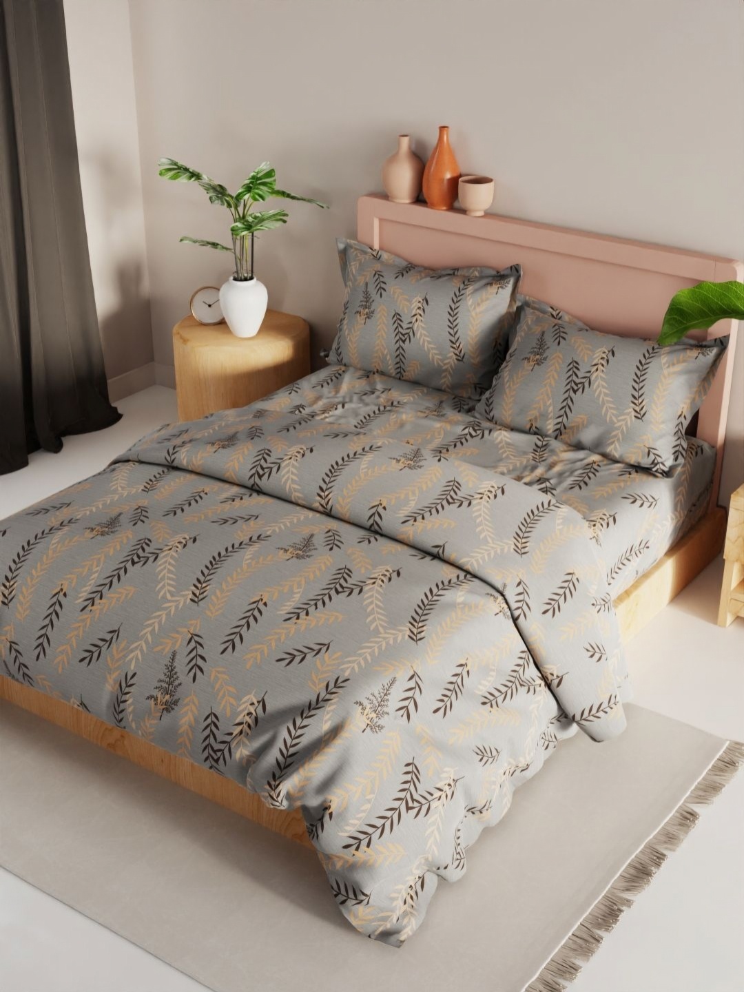 KOPA Grey & Beige 4 Pieces Floral Printed Microfiber Double Queen Regular Bedding Set
KOPA Grey & Beige 4 Pieces Floral Printed Microfiber Double Queen Regular Bedding Set