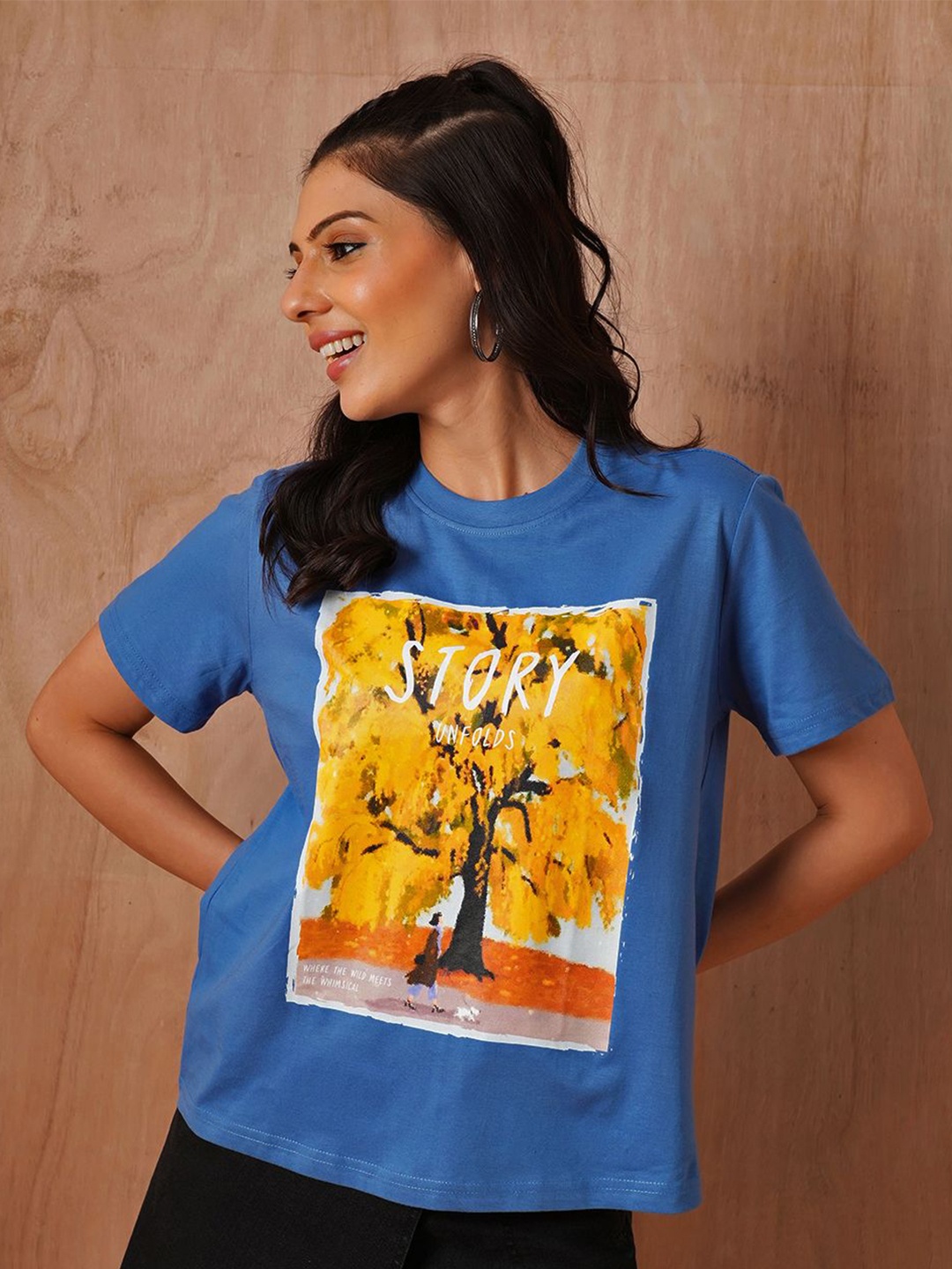 The Roadster Lifestyle Co. Women Graphic Printed Round Neck Cotton Oversized T-shirt, Blue
The Roadster Lifestyle Co. Women Graphic Printed Round Neck Cotton Oversized T-shirt, Blue