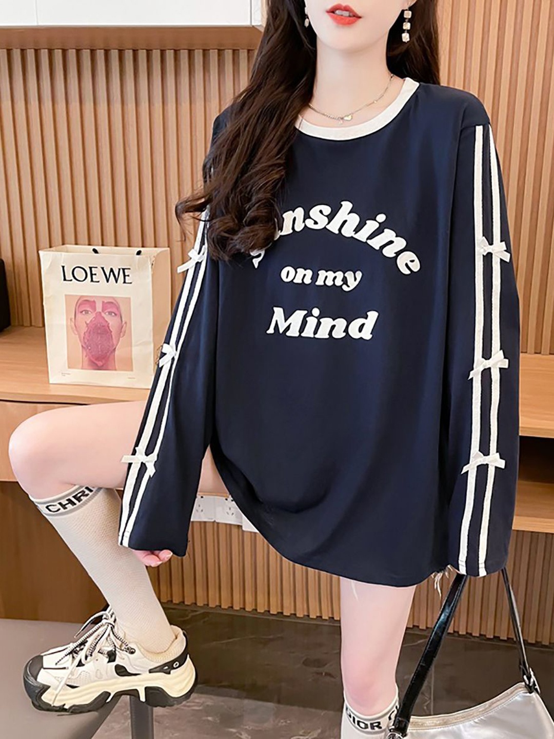 StyleCast x Revolte Women Typography Printed Round Neck Cotton Oversized T-shirt, Navy blue
StyleCast x Revolte Women Typography Printed Round Neck Cotton Oversized T-shirt, Navy blue