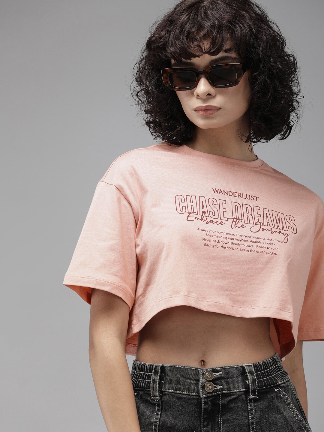 The Roadster Life Co. Pure Cotton Typography Printed Drop-Shoulder Sleeves Crop T-shirt, Pink
The Roadster Life Co. Pure Cotton Typography Printed Drop-Shoulder Sleeves Crop T-shirt, Pink