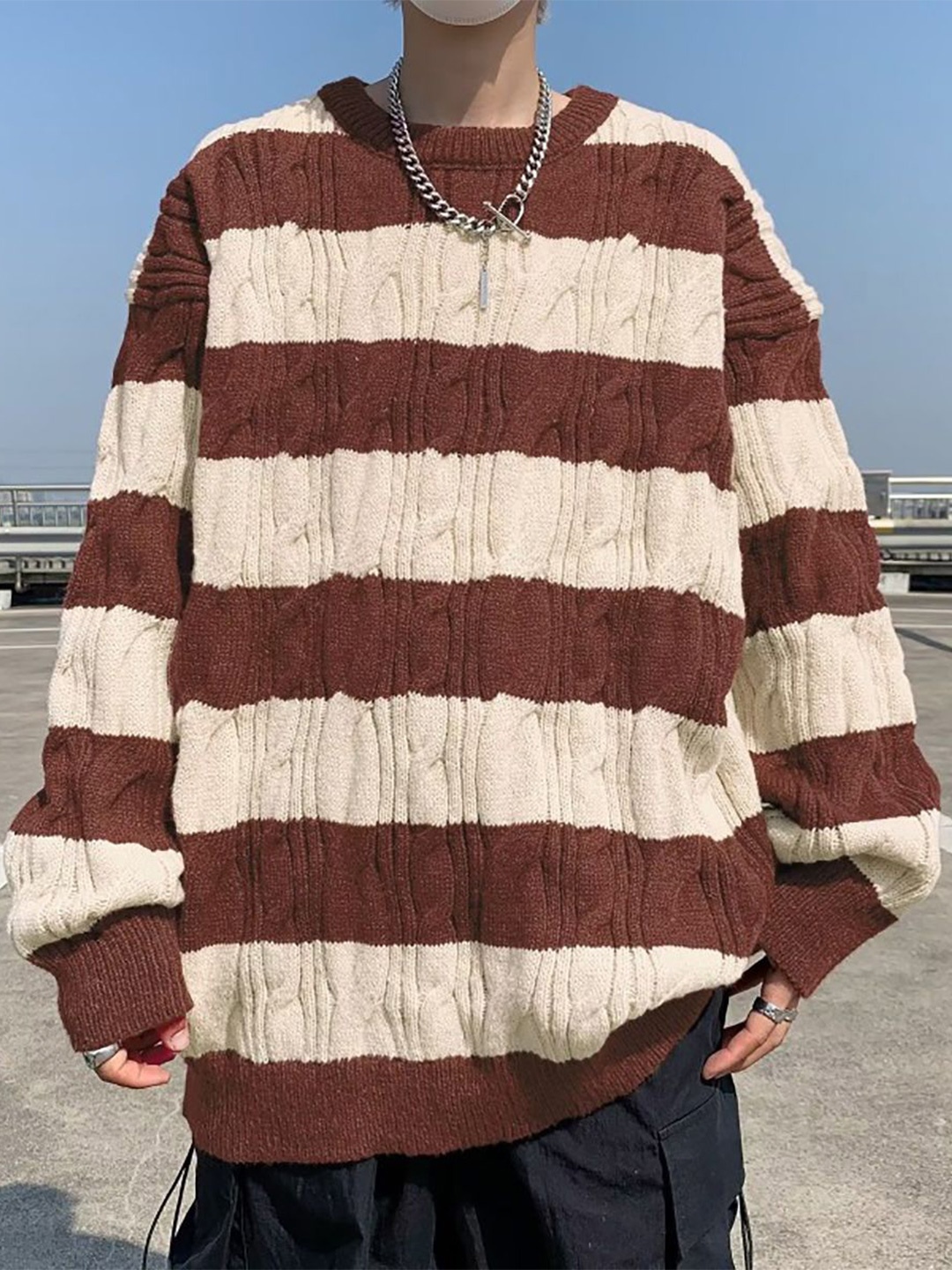 StyleCast x Revolte Men Cable Knit Round Neck Pullover Ribbed Sweater, Brown
StyleCast x Revolte Men Cable Knit Round Neck Pullover Ribbed Sweater, Brown