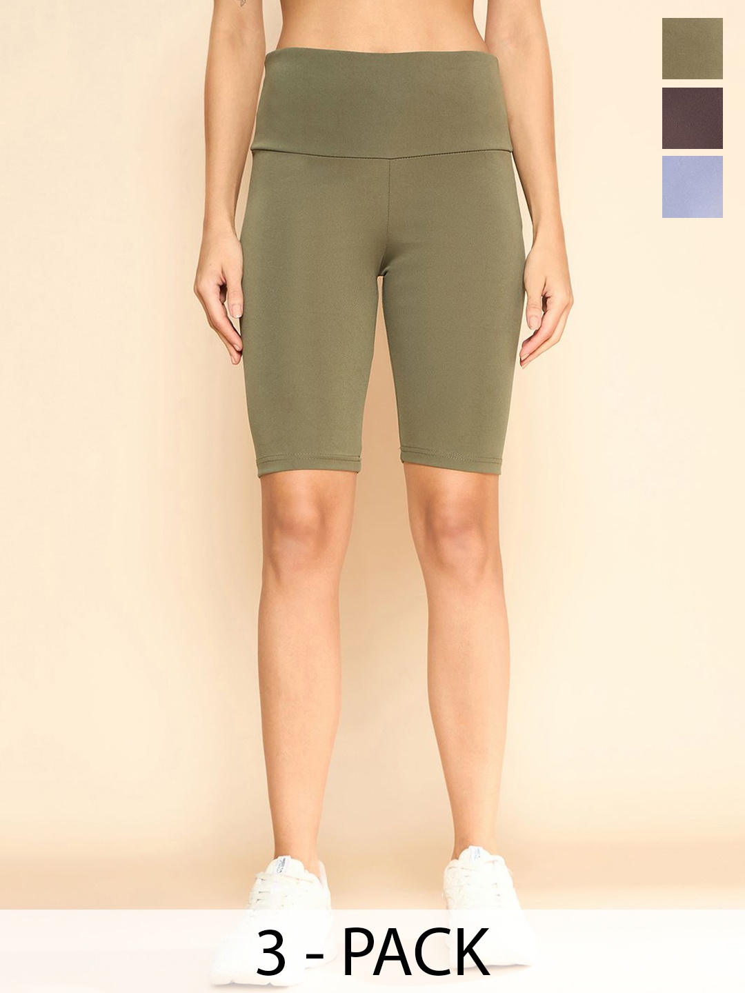 COLOR CAPITAL Women Pack Of 3 Antimicrobial High Rise Above Knee Cycling Tights, Olive
COLOR CAPITAL Women Pack Of 3 Antimicrobial High Rise Above Knee Cycling Tights, Olive