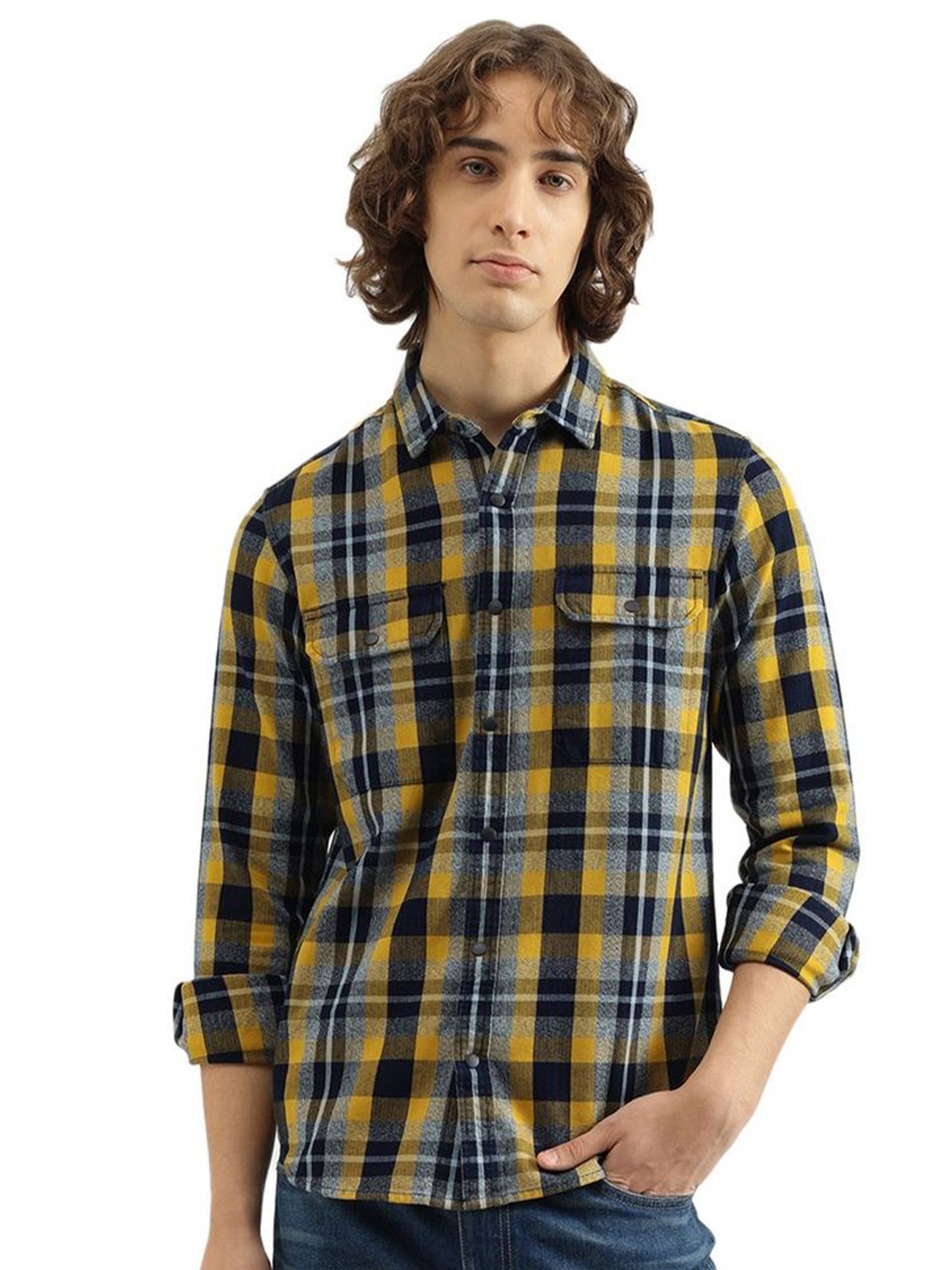 United Colors of Benetton Men Spread Collar Tartan Checked Cotton Casual Shirt, Yellow
United Colors of Benetton Men Spread Collar Tartan Checked Cotton Casual Shirt, Yellow