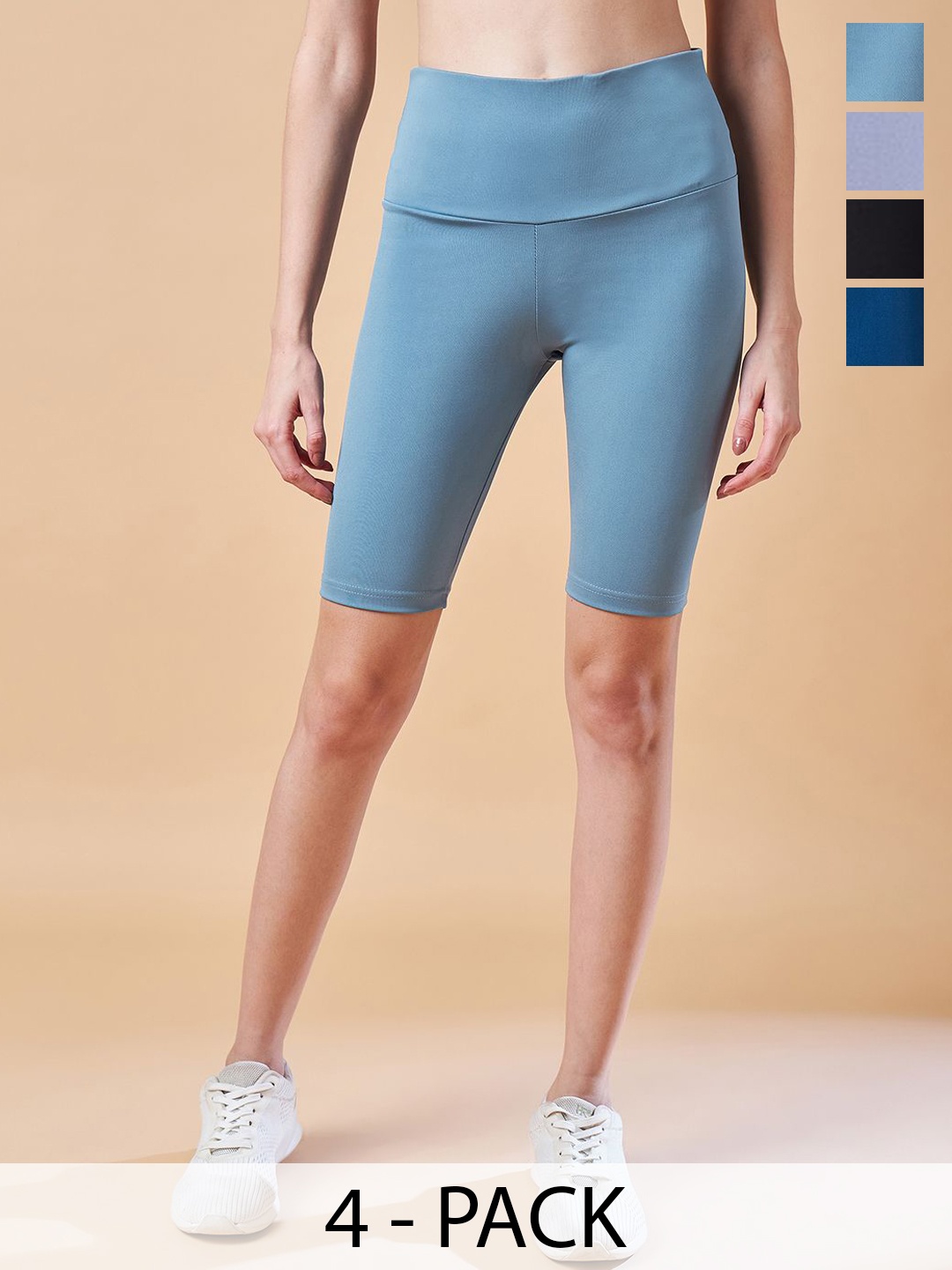 COLOR CAPITAL Women Pack Of 4 High Rise Antimicrobial Above-Knee Gym Tights, Blue
COLOR CAPITAL Women Pack Of 4 High Rise Antimicrobial Above-Knee Gym Tights, Blue