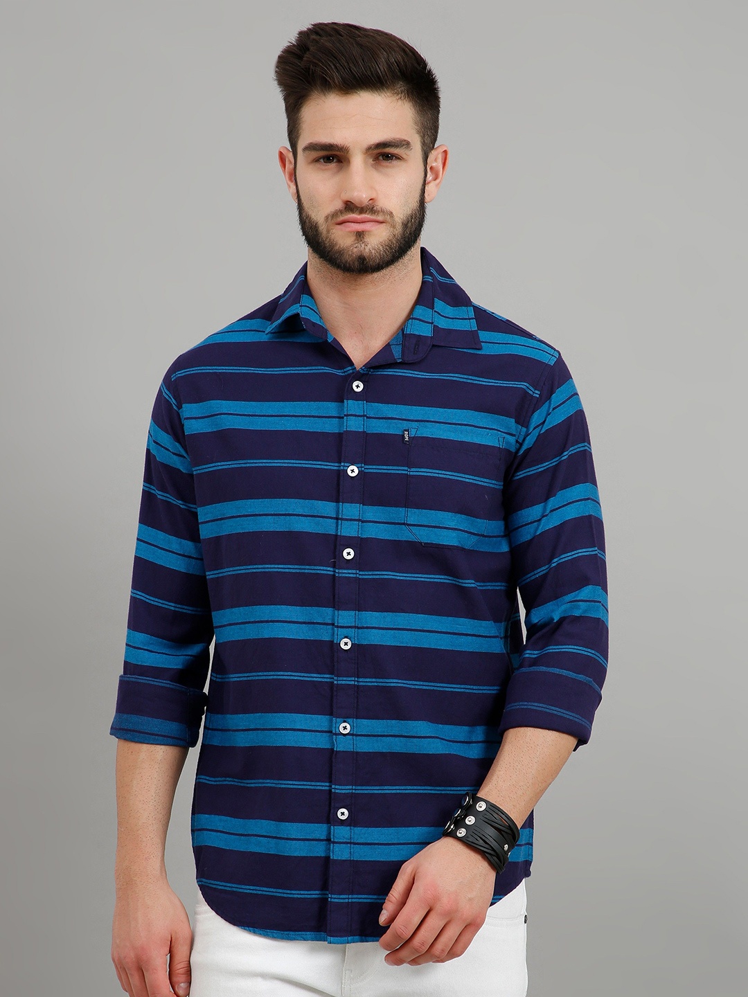 Rope Men Standard Spread Collar Horizontal Striped Cotton Slim Fit Casual Shirt, Blue
Rope Men Standard Spread Collar Horizontal Striped Cotton Slim Fit Casual Shirt, Blue