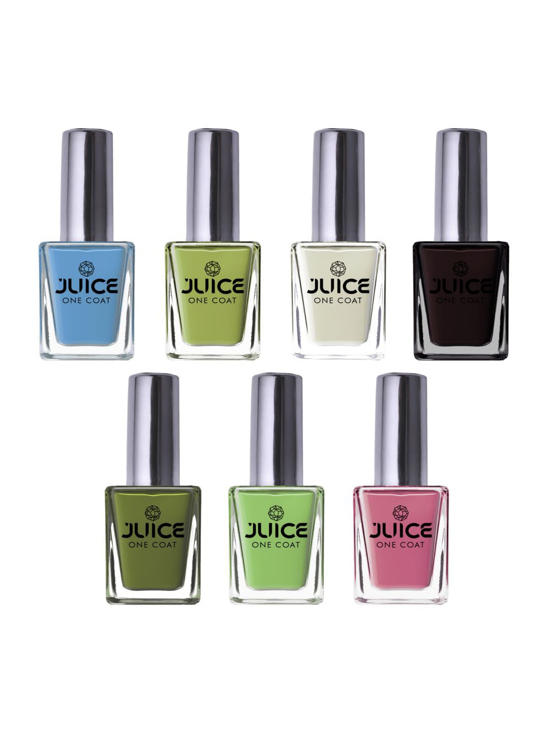 JUICE Set of 7 One Coat Long-Wearing Quick Dry Glossy Nail Polish - 11 ml each, Multi
JUICE Set of 7 One Coat Long-Wearing Quick Dry Glossy Nail Polish - 11 ml each, Multi