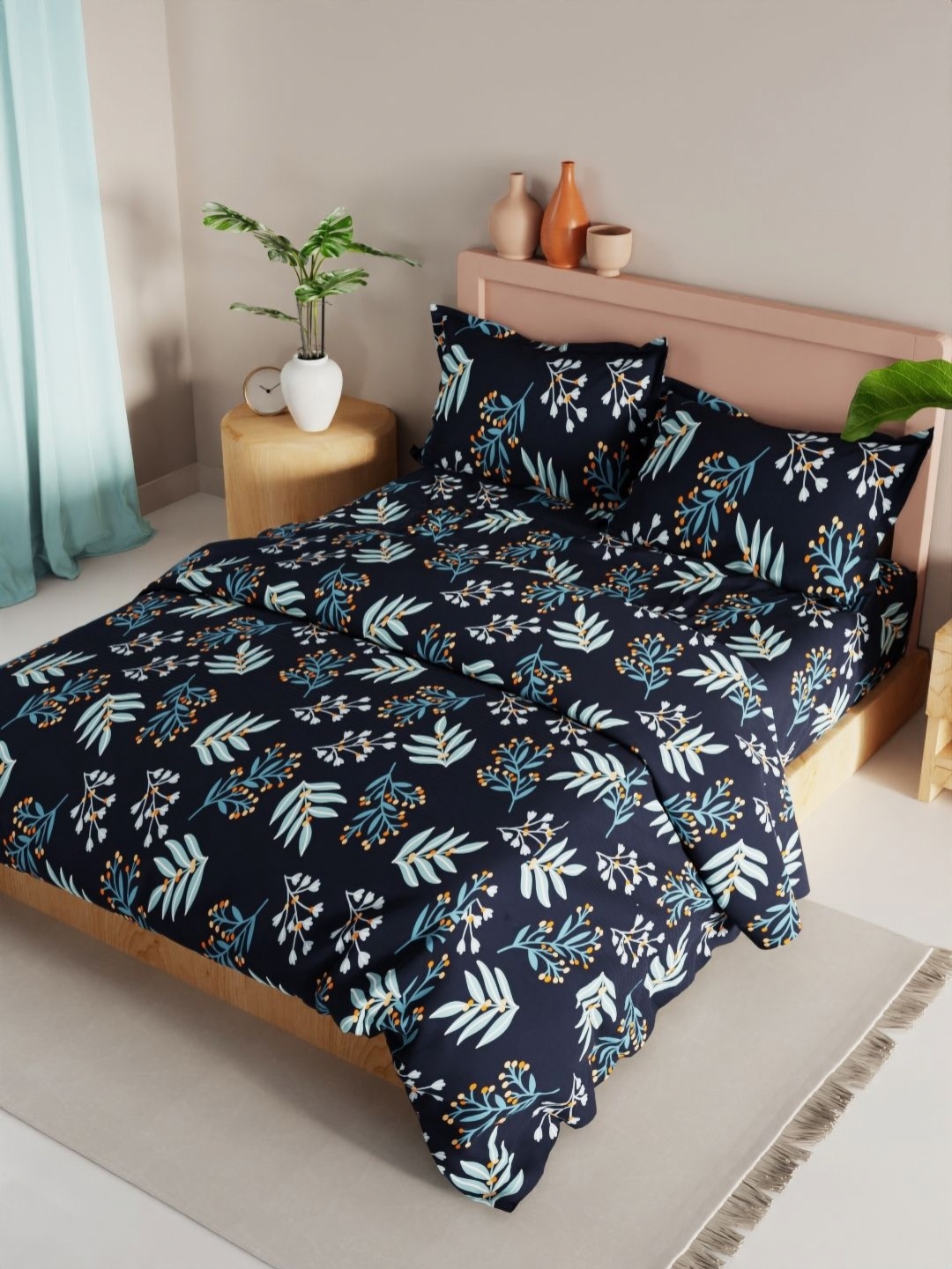 KOPA Navy Blue & Blue 4 Pieces Floral Printed Microfiber Double Queen Regular Bedding Set
KOPA Navy Blue & Blue 4 Pieces Floral Printed Microfiber Double Queen Regular Bedding Set