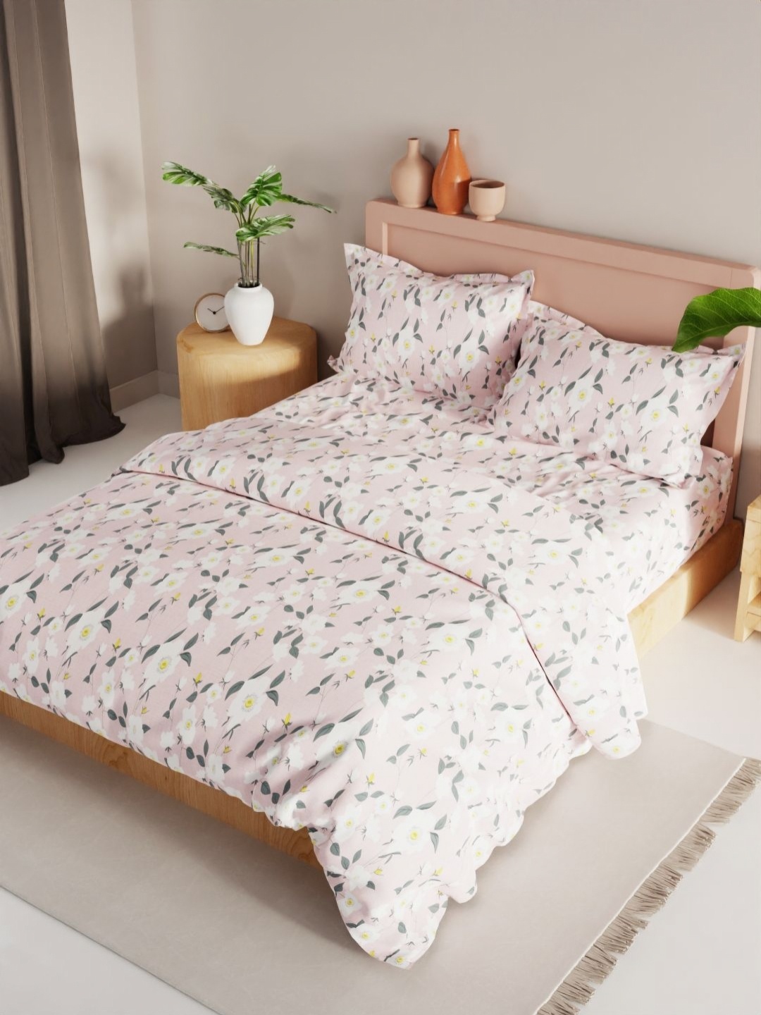 KOPA Pink & White 4 Pieces Floral Printed Microfiber Double Queen Regular Bedding Set
KOPA Pink & White 4 Pieces Floral Printed Microfiber Double Queen Regular Bedding Set