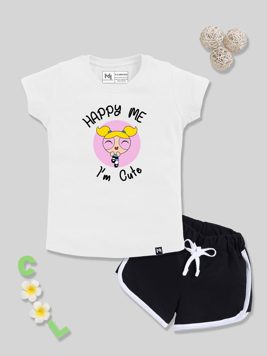 YK X Minute Mirth Girls Pure Cotton Powerpuff Girls Printed T-shirt with Shorts, White
YK X Minute Mirth Girls Pure Cotton Powerpuff Girls Printed T-shirt with Shorts, White