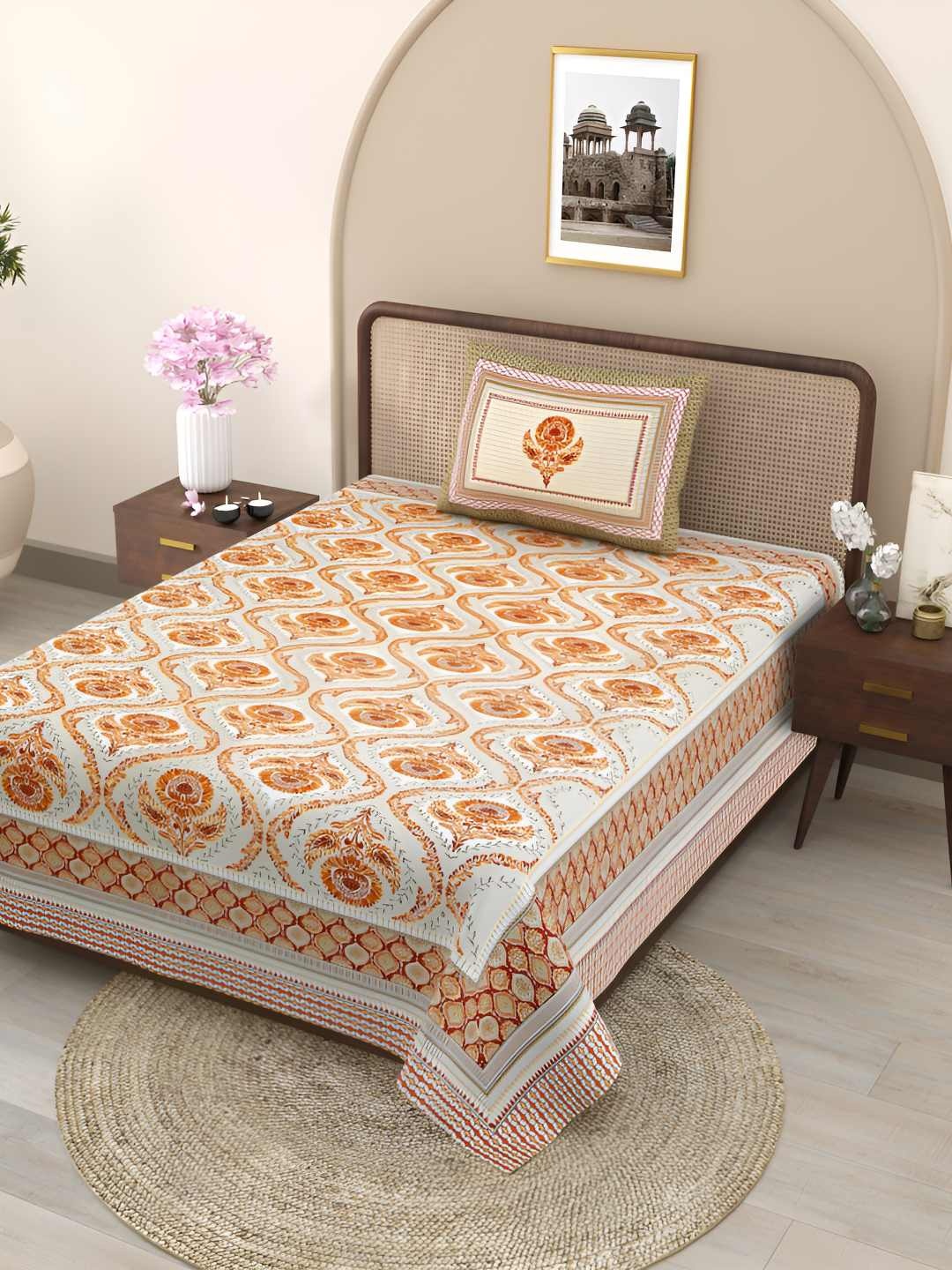 Jinaya's Orange Colored Floral Printed Pure Cotton 300 TC Single Bedsheet & 1 Pillow Cover
Jinaya's Orange Colored Floral Printed Pure Cotton 300 TC Single Bedsheet & 1 Pillow Cover