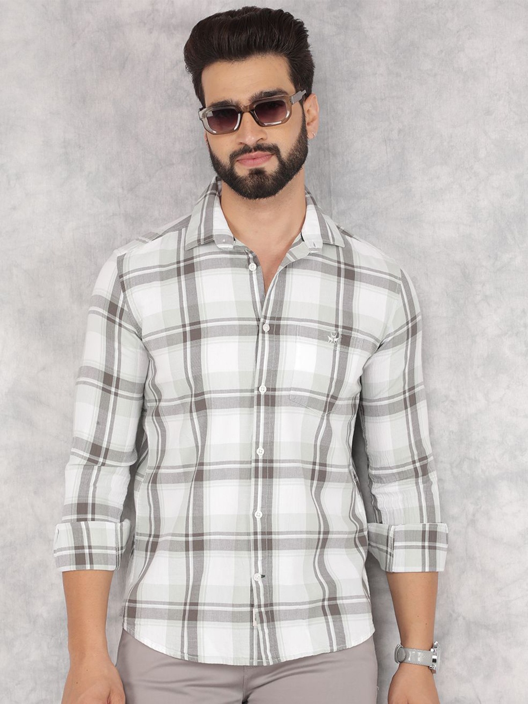 Crimsoune Club Men Smart Spread Collar Tartan Checked Cotton Slim Fit Casual Shirt, Green
Crimsoune Club Men Smart Spread Collar Tartan Checked Cotton Slim Fit Casual Shirt, Green