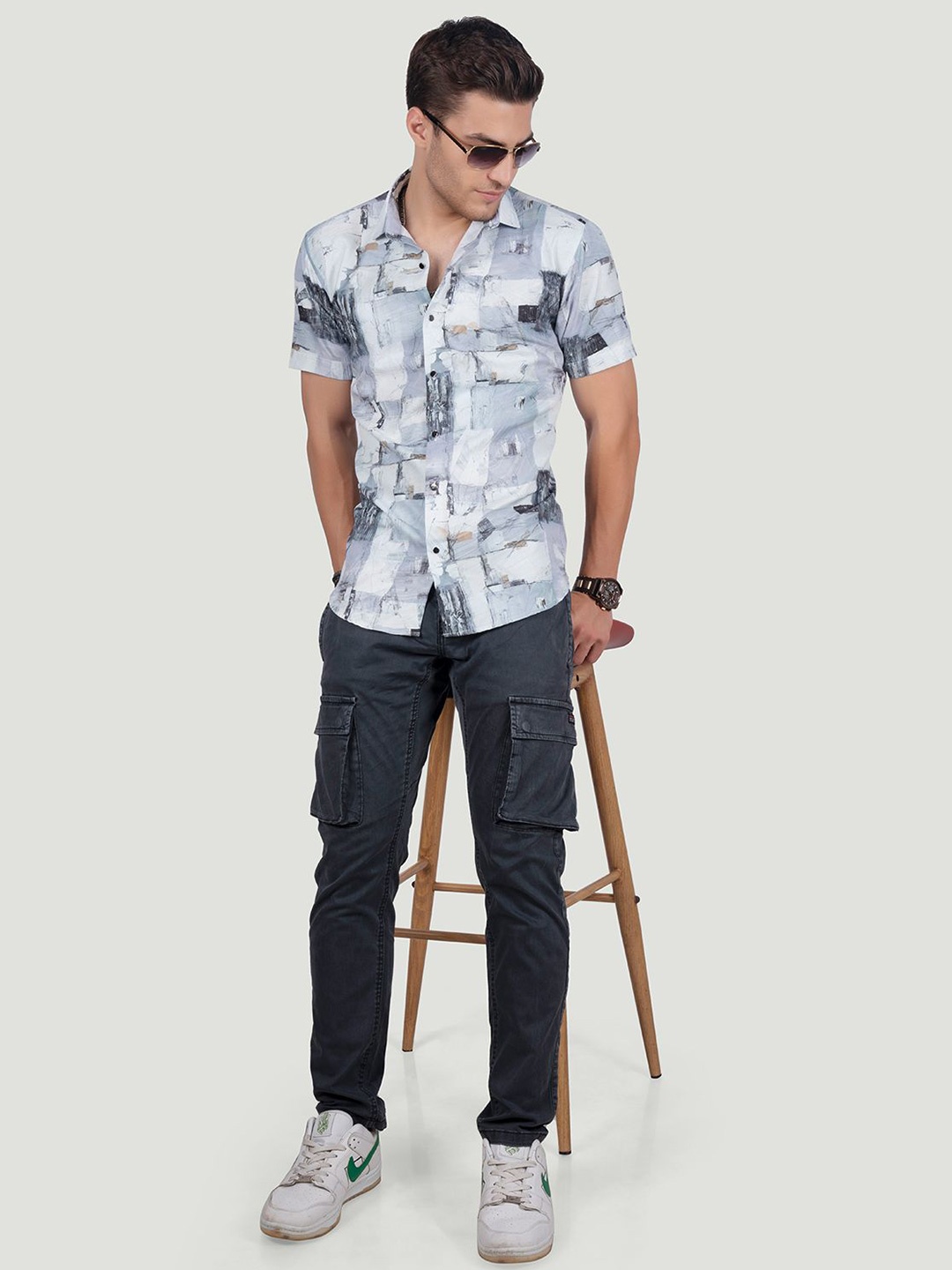 ALMATY Men Comfort Spread Collar Abstract Printed Cotton Slim Fit Party Shirt, White
ALMATY Men Comfort Spread Collar Abstract Printed Cotton Slim Fit Party Shirt, White