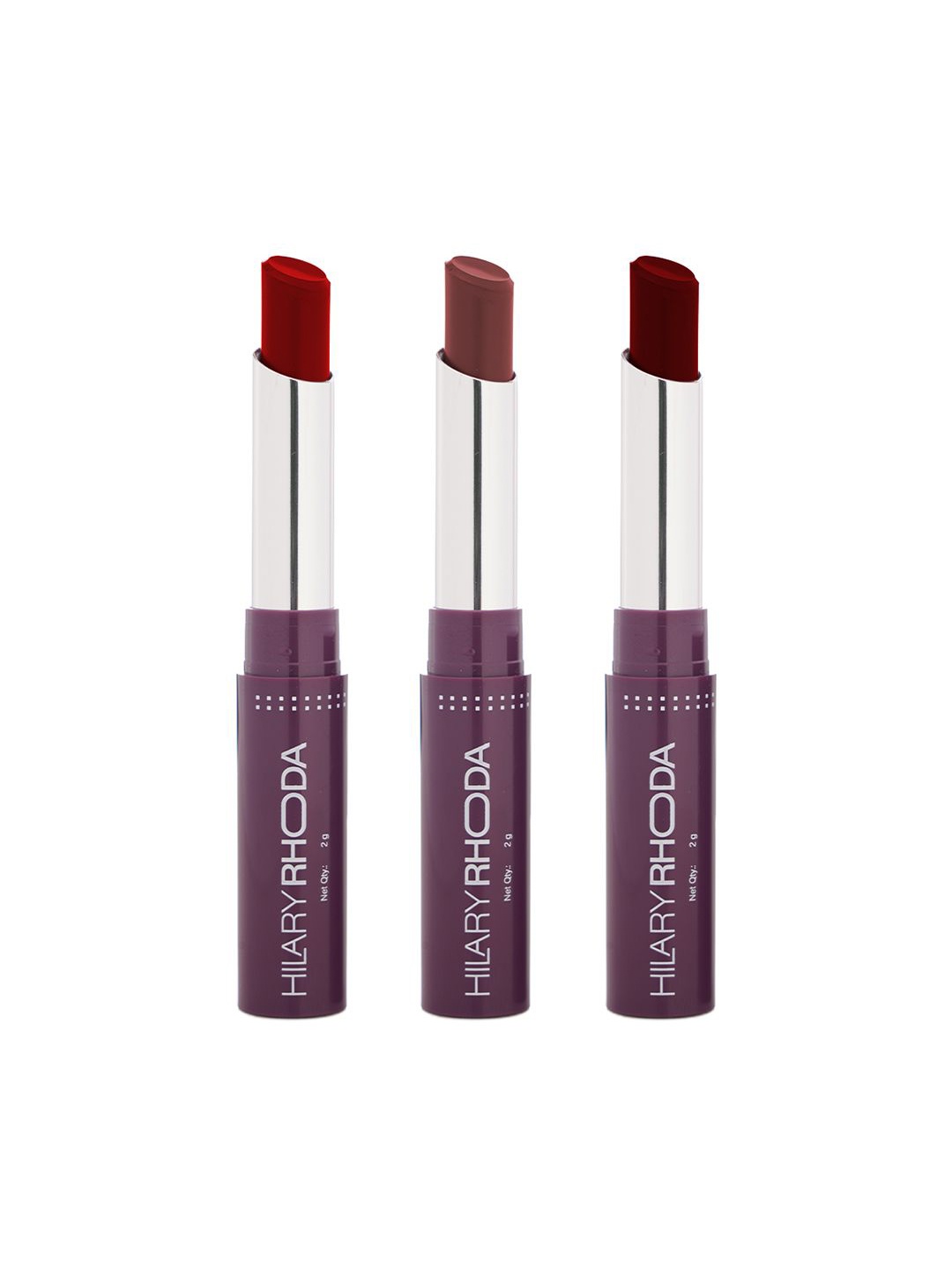 Hilary Rhoda 3Pc Pro Matte Non-Transfer Bullet Lipstick- Red Russian Nude Mouve- Red Wine
Hilary Rhoda 3Pc Pro Matte Non-Transfer Bullet Lipstick- Red Russian Nude Mouve- Red Wine