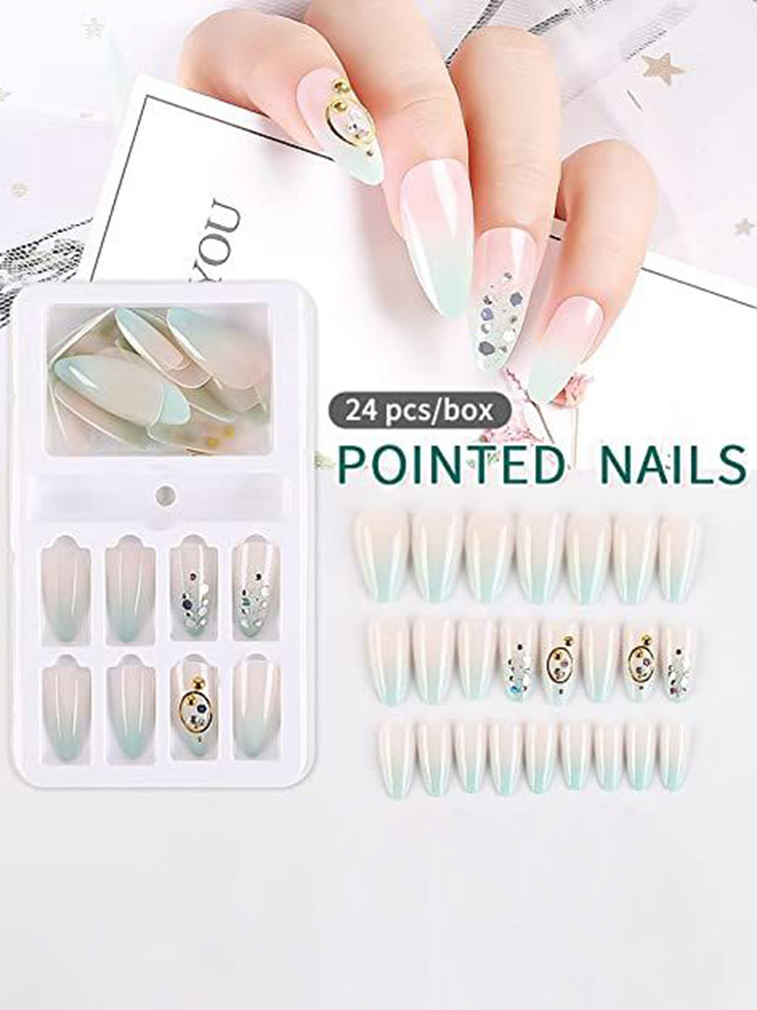 Coslifestore 24-Pcs Acrylic Gel Artificial Press-On Nails - Nude & Green Ombre, Pink
Coslifestore 24-Pcs Acrylic Gel Artificial Press-On Nails - Nude & Green Ombre, Pink