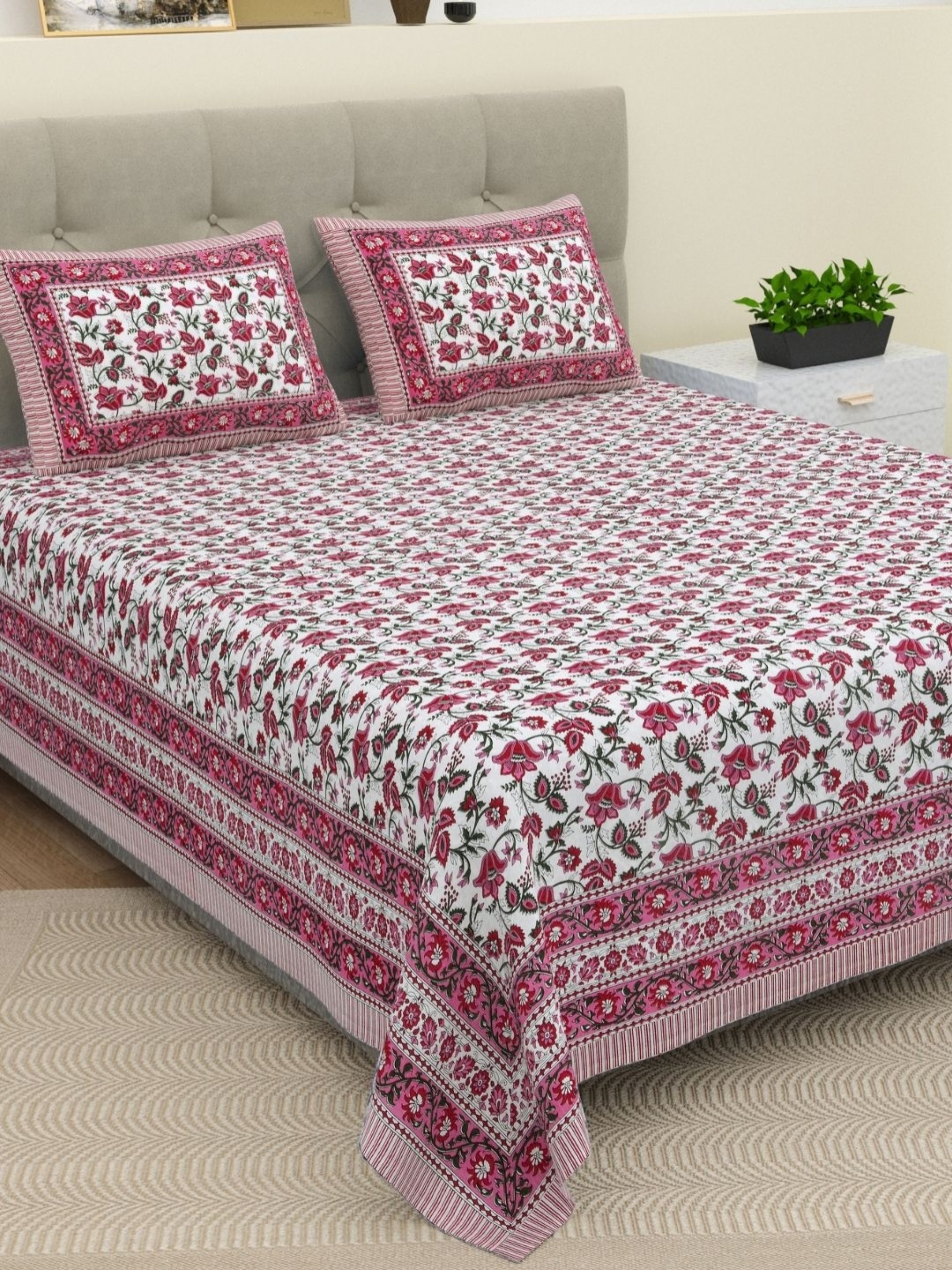The Craft Monk Maroon Floral Printed 210 TC Cotton King Bedsheet with 2 Pillow Covers
The Craft Monk Maroon Floral Printed 210 TC Cotton King Bedsheet with 2 Pillow Covers