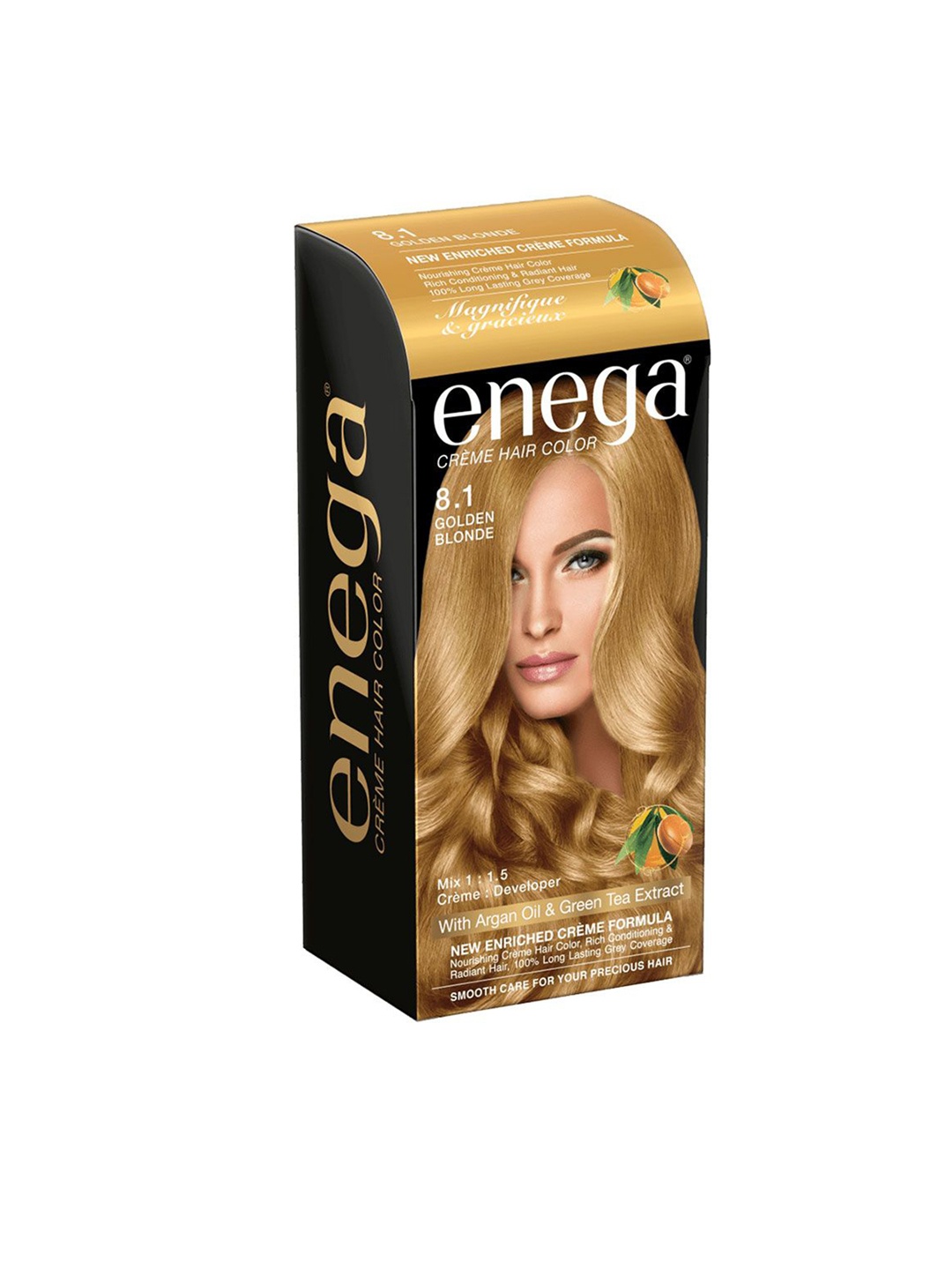 Enega Creme Hair Color With Argan Oil & Green Tea Extract 150 ml - Golden Blonde 8.1, Gold
Enega Creme Hair Color With Argan Oil & Green Tea Extract 150 ml - Golden Blonde 8.1, Gold
